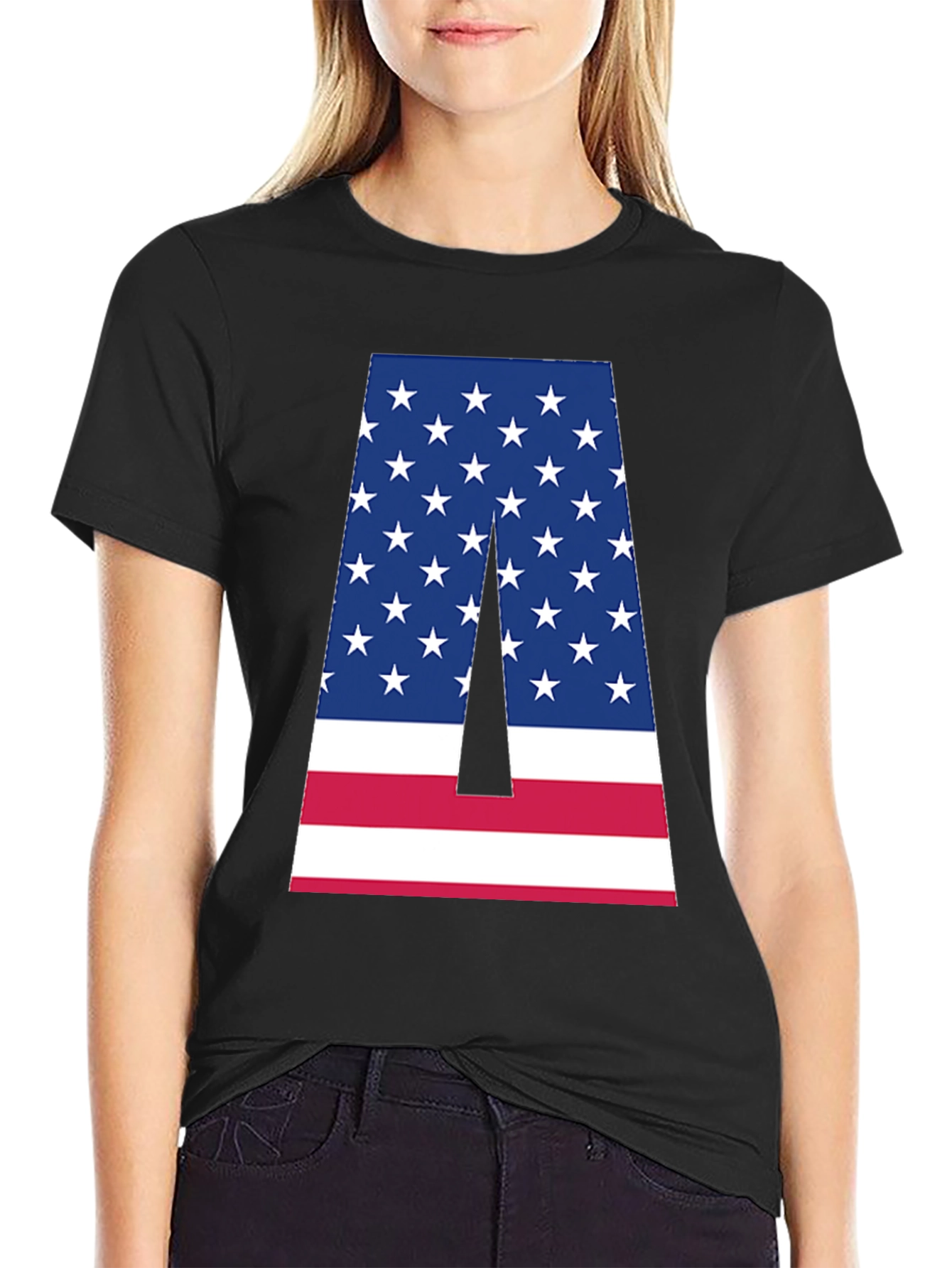 American Flag Letter A Graphic T-Shirt