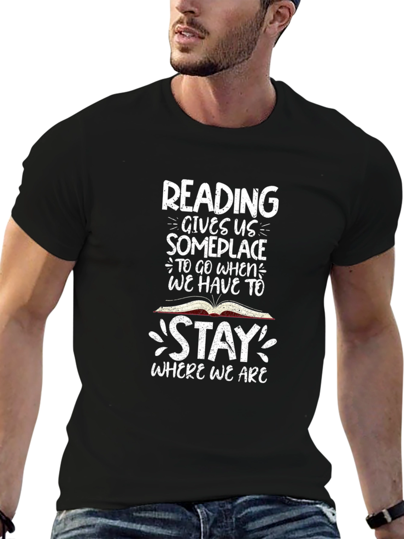 Reading Gives Us Someplace Black T-Shirt