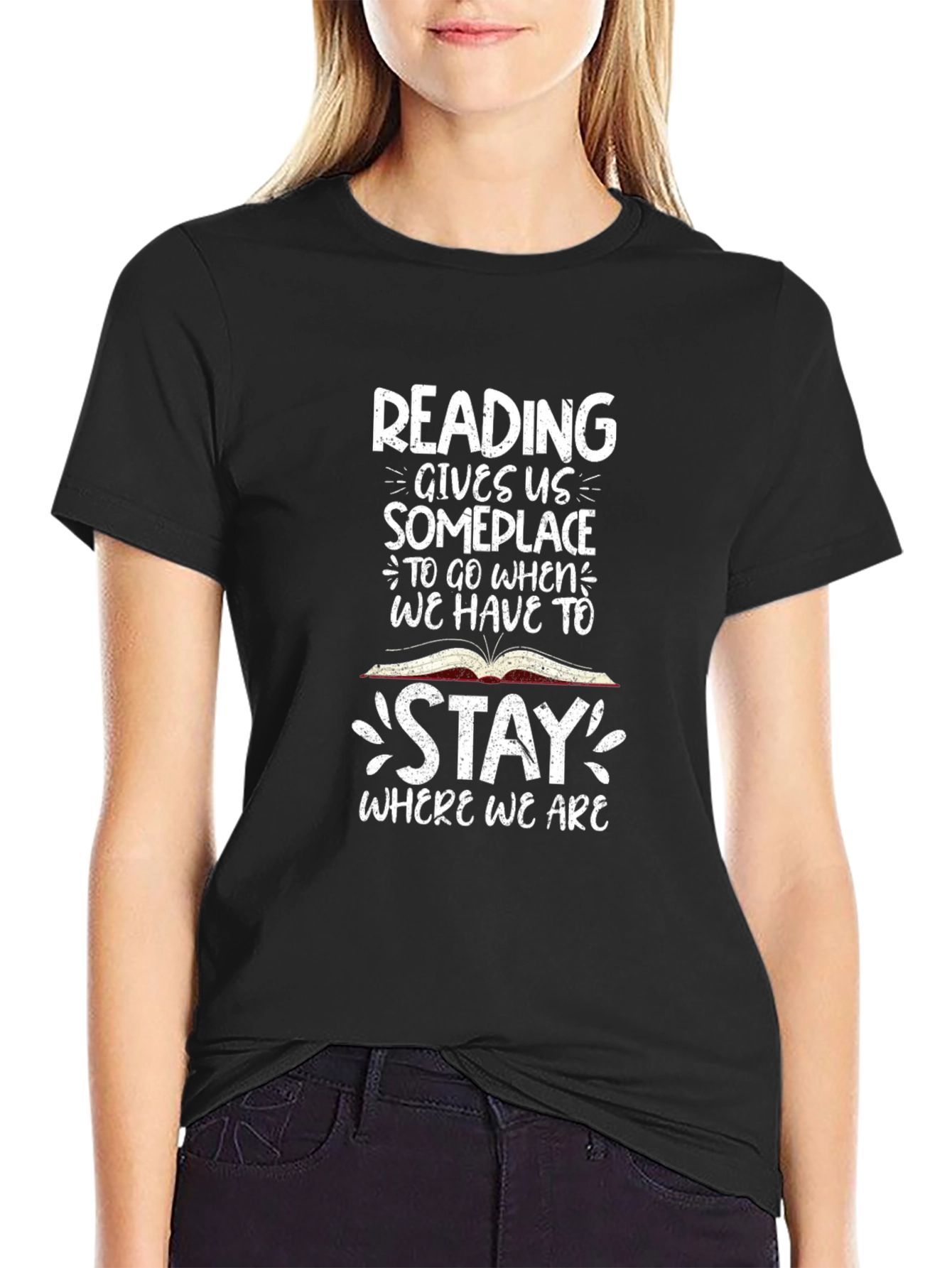 Reading Gives Us Someplace Black T-Shirt