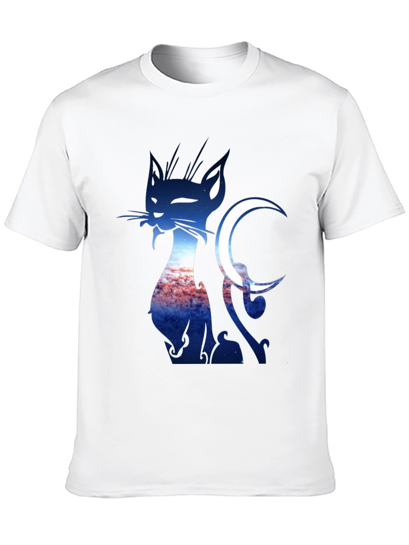 Cat & Crescent Moon Graphic T-Shirt