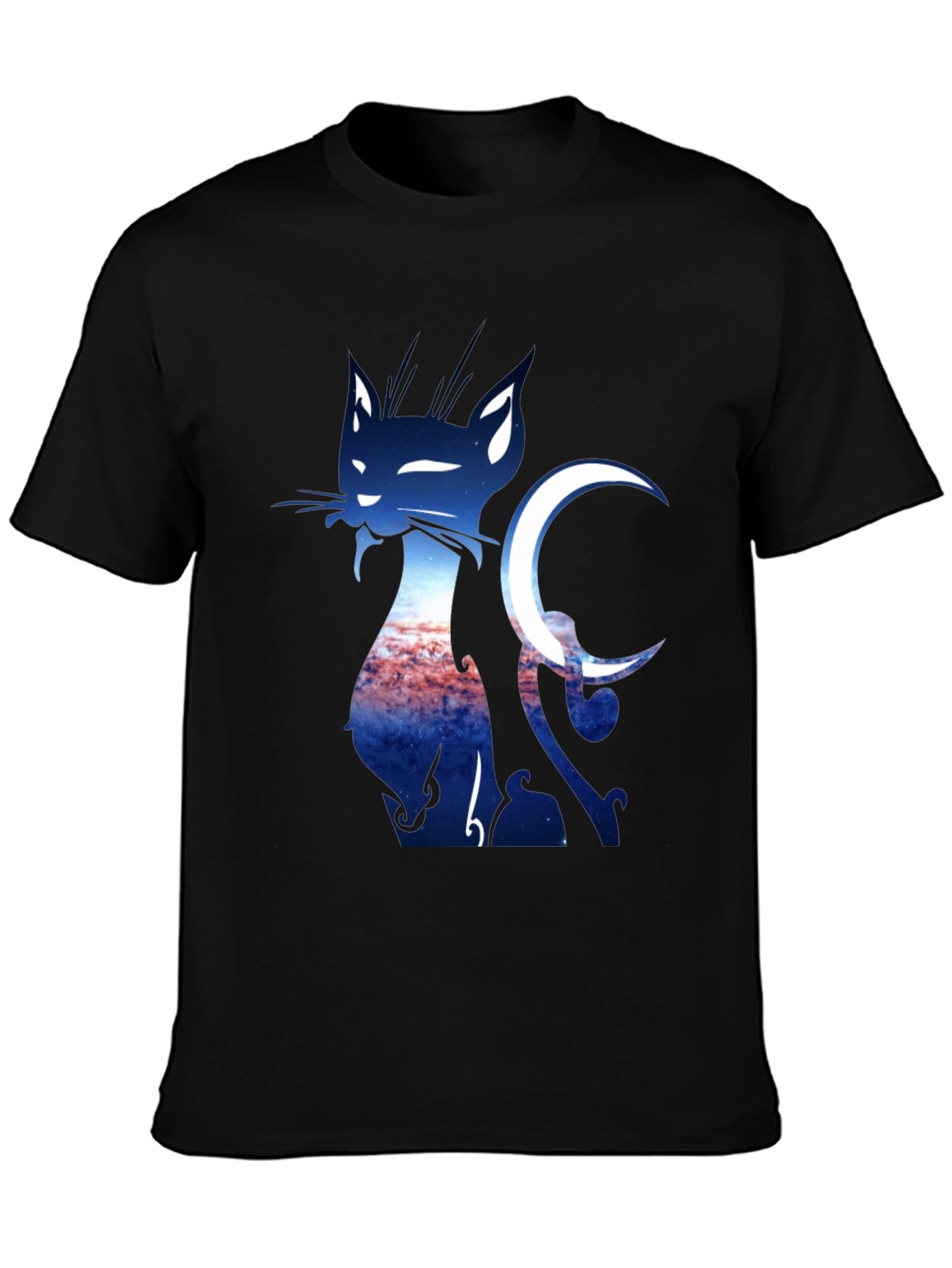 Cat & Crescent Moon Graphic T-Shirt