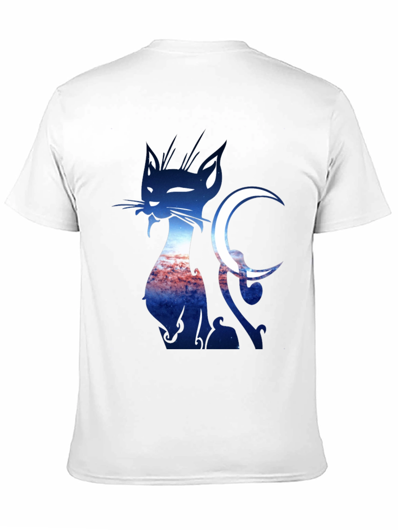 Cat & Crescent Moon Graphic T-Shirt