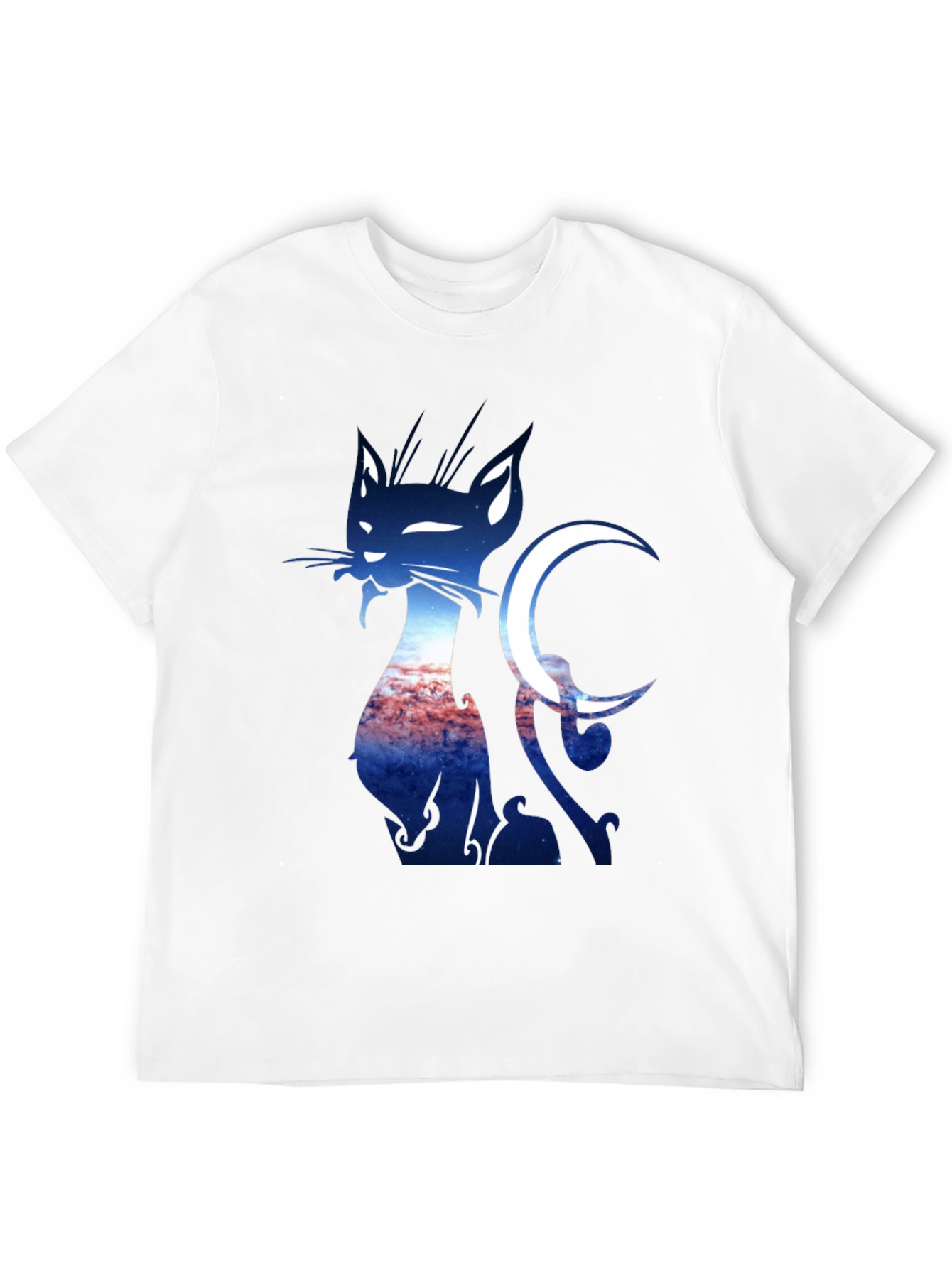 Cat & Crescent Moon Graphic T-Shirt