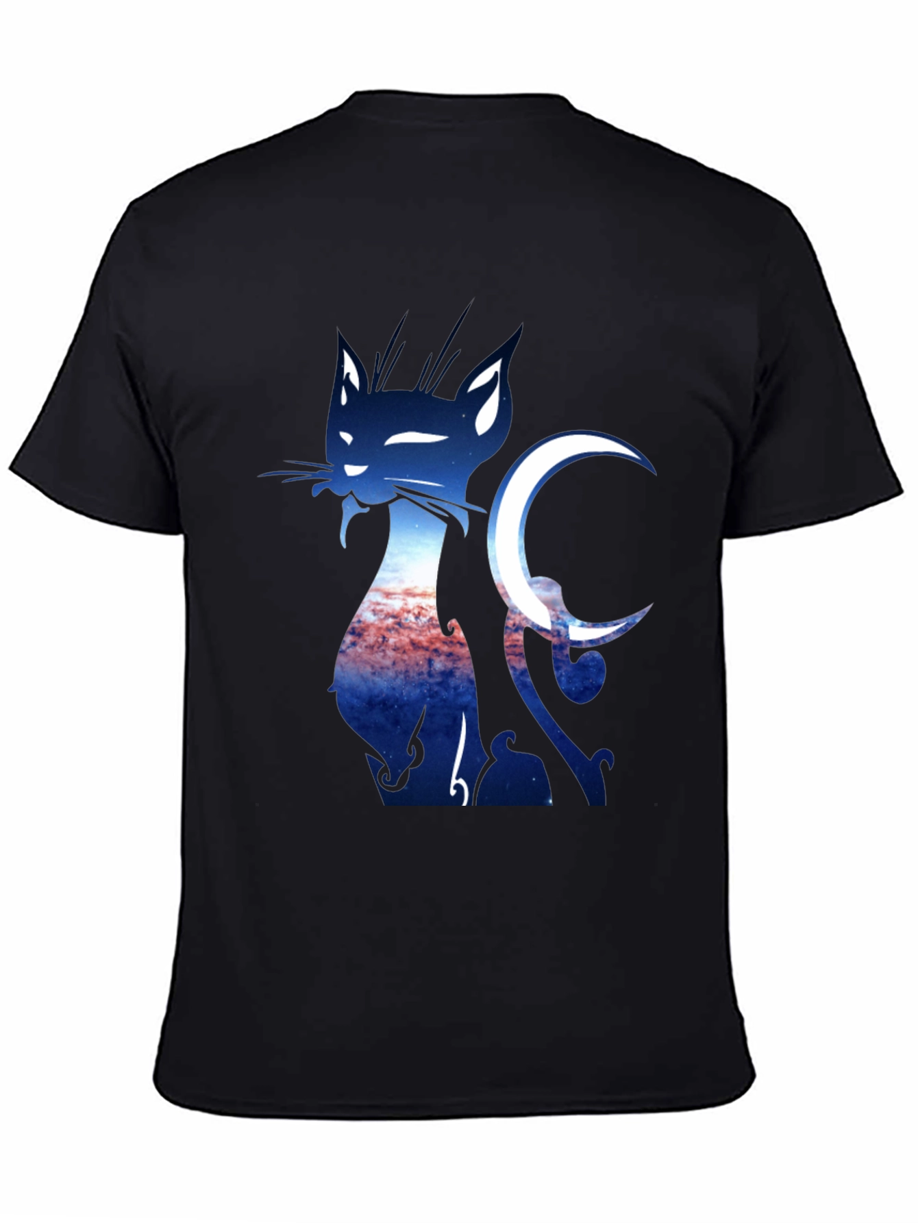 Cat & Crescent Moon Graphic T-Shirt