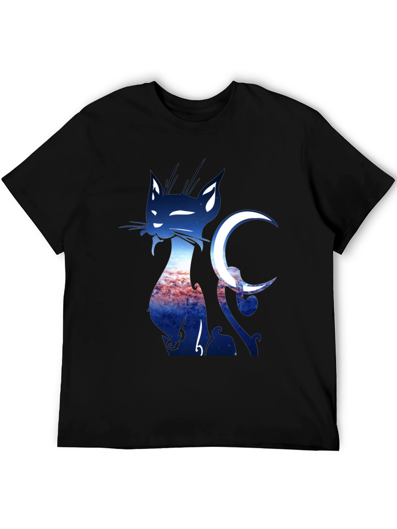 Cat & Crescent Moon Graphic T-Shirt