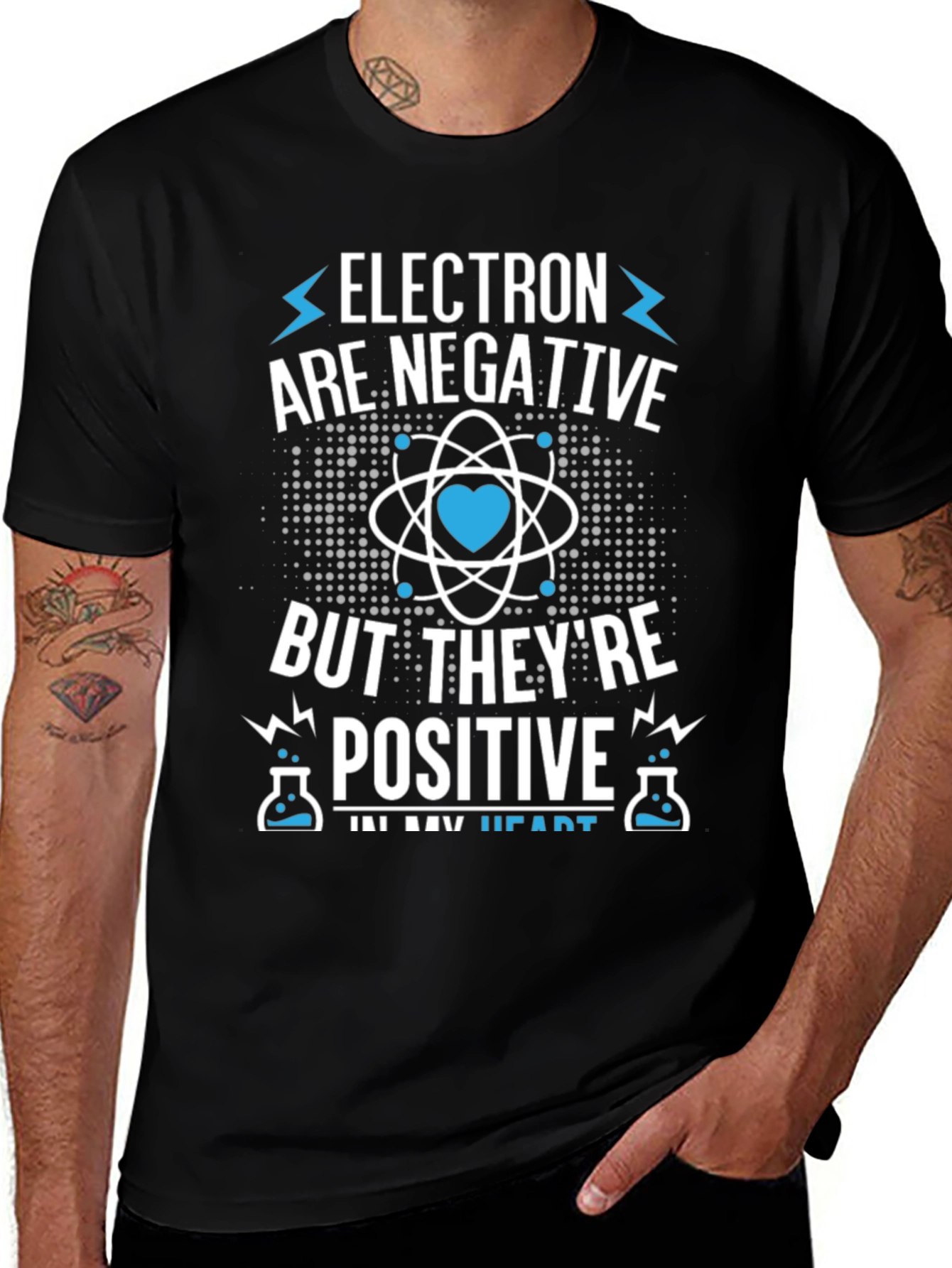 Electron Negative Positive Heart T-Shirt Science Chemistry