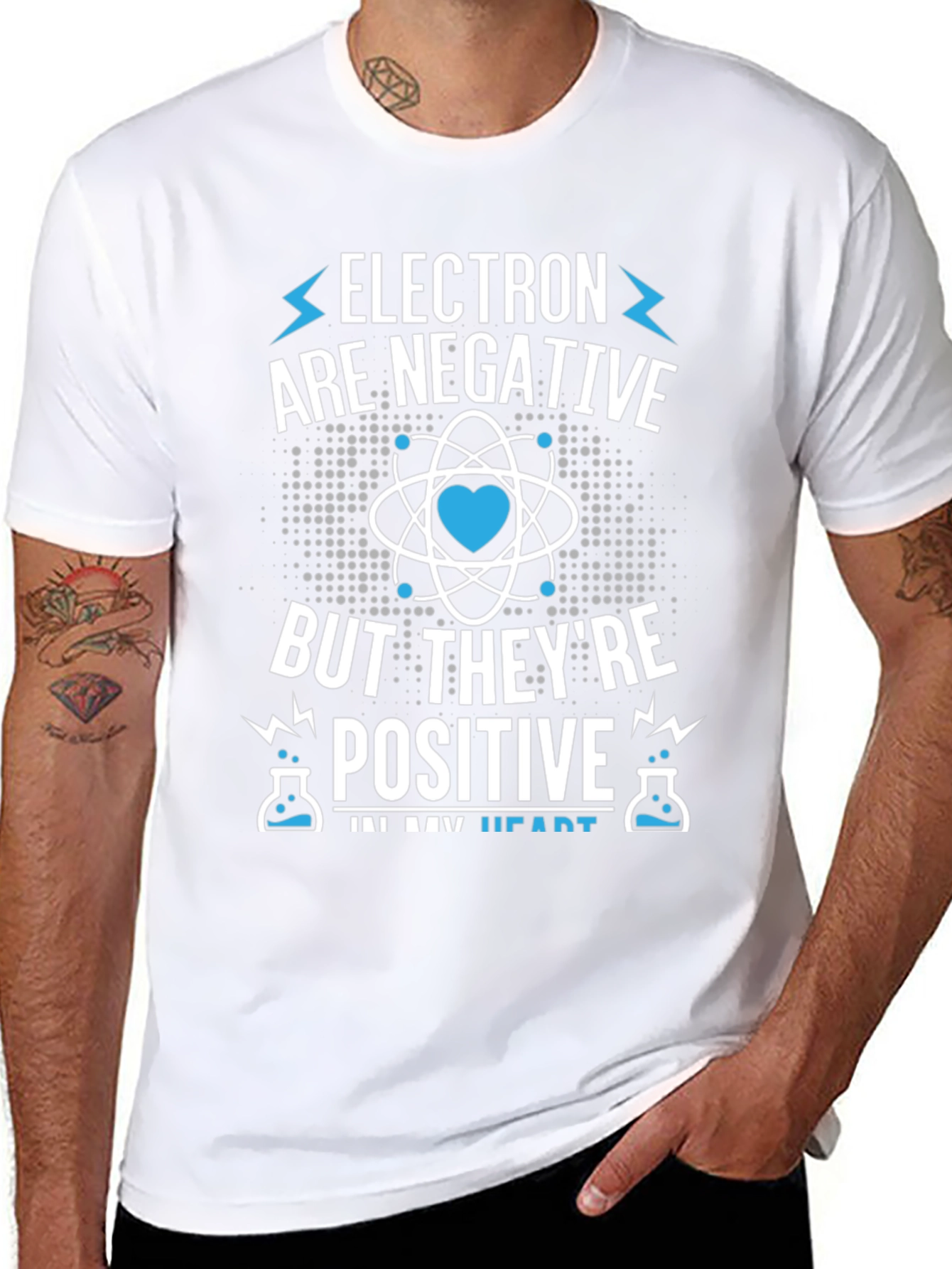 Electron Negative Positive Heart T-Shirt Science Chemistry
