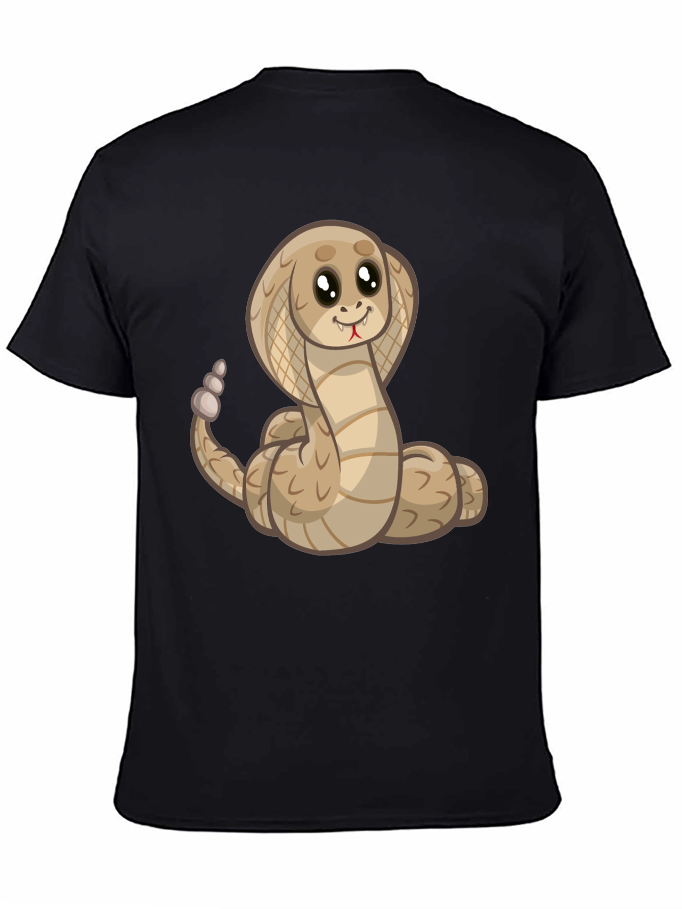 Cute Cartoon Cobra Snake Black T-Shirt