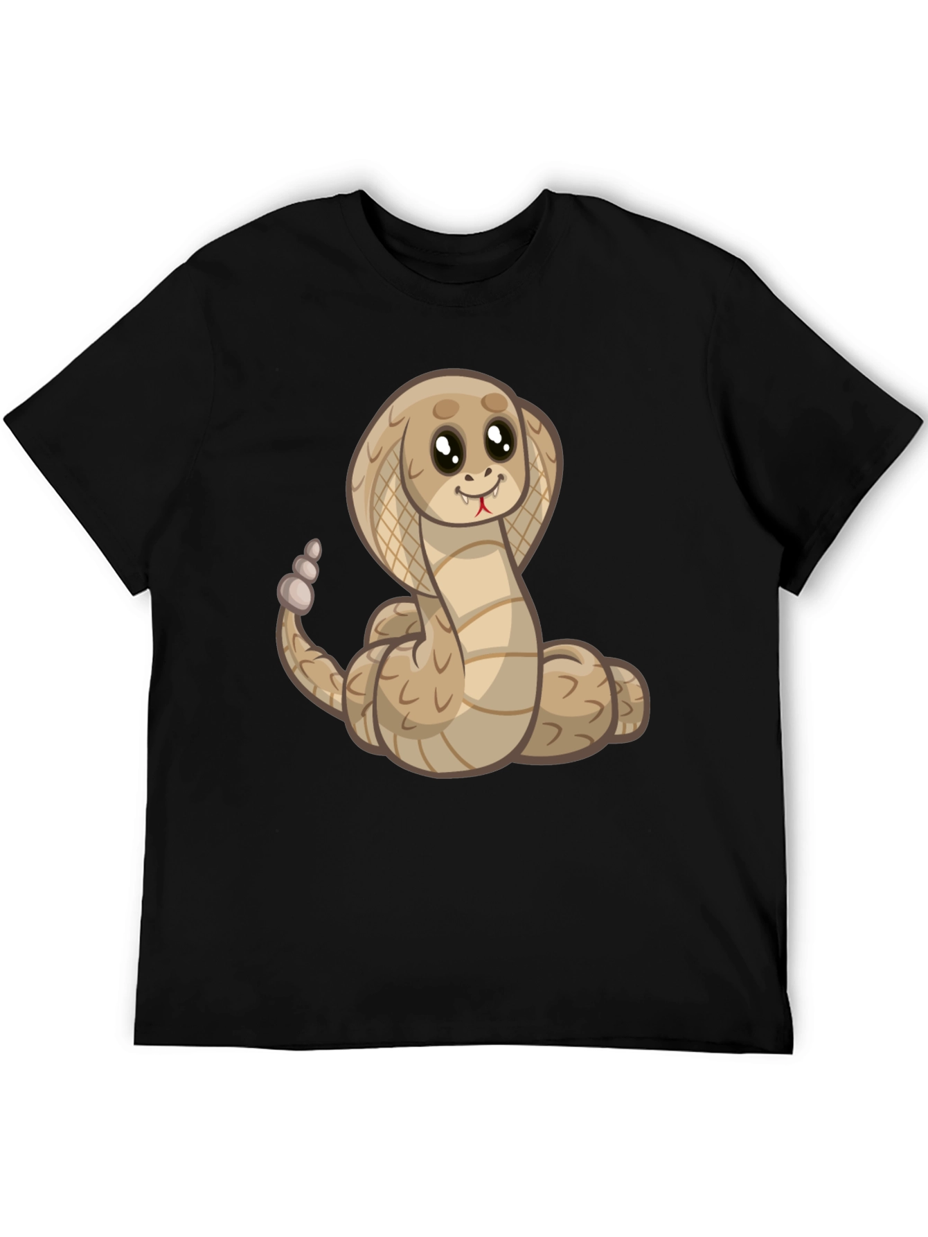 Cute Cartoon Cobra Snake Black T-Shirt