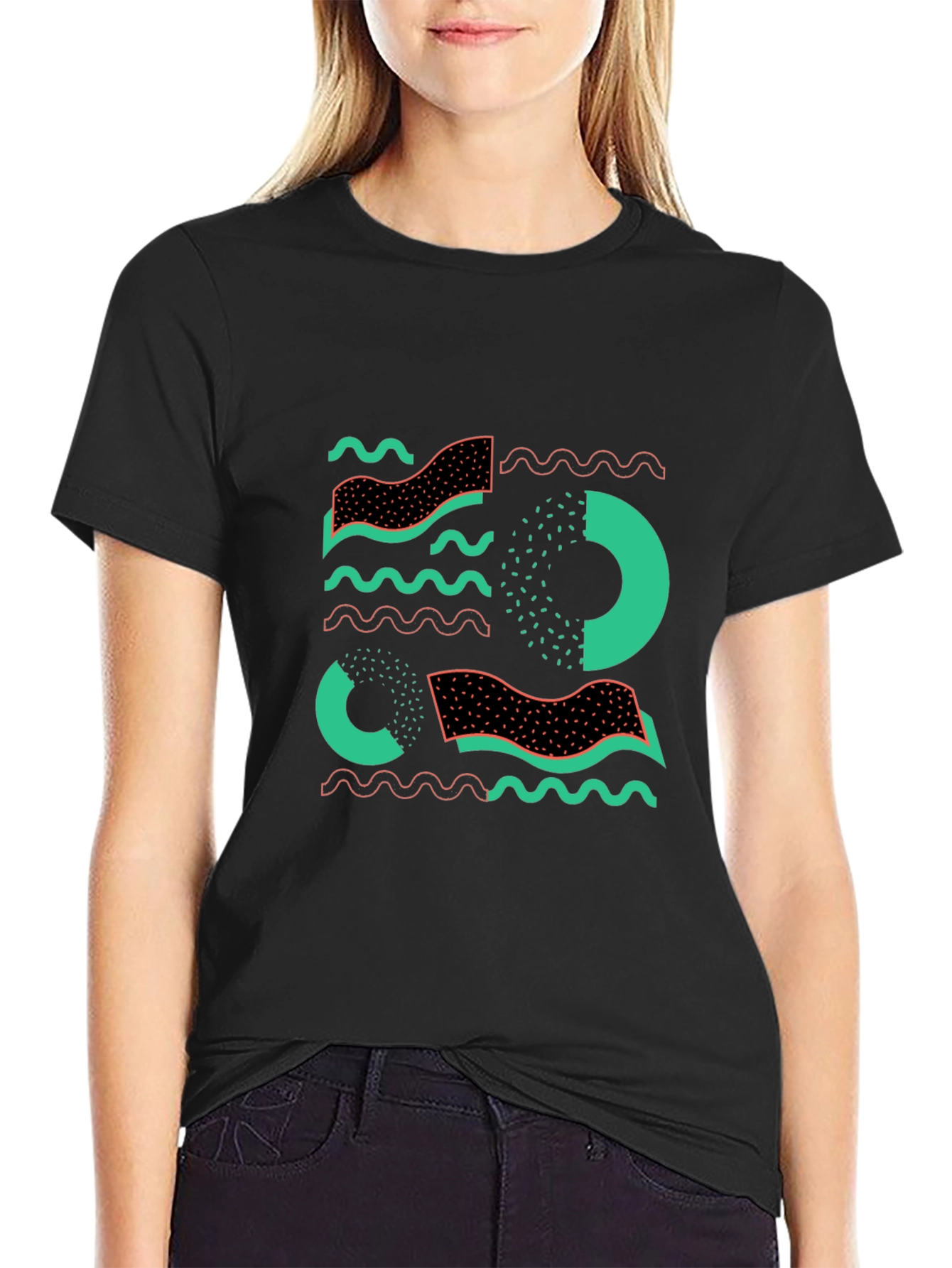 Abstract Graphic Print Black T-Shirt
