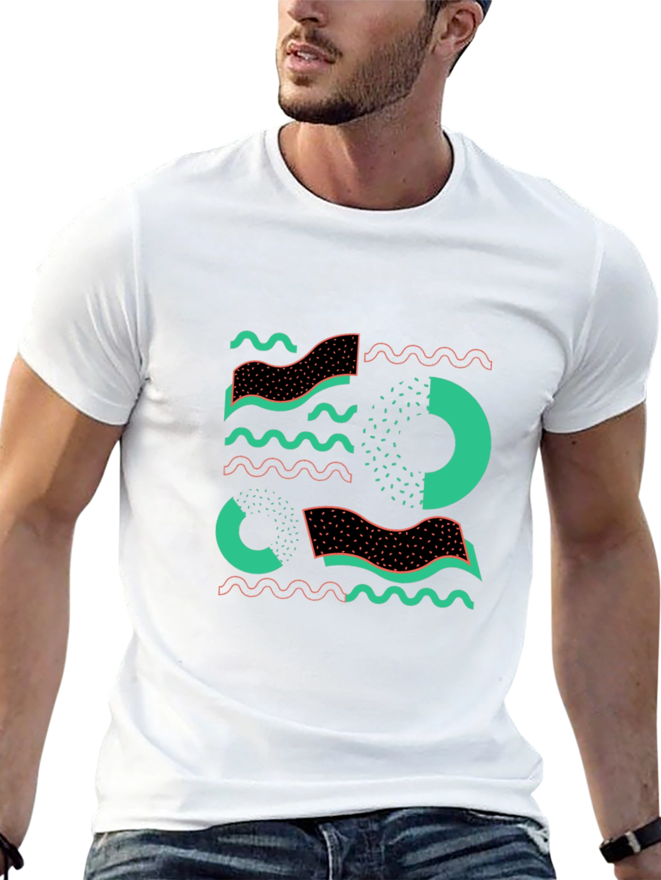 Abstract Graphic Print Black T-Shirt