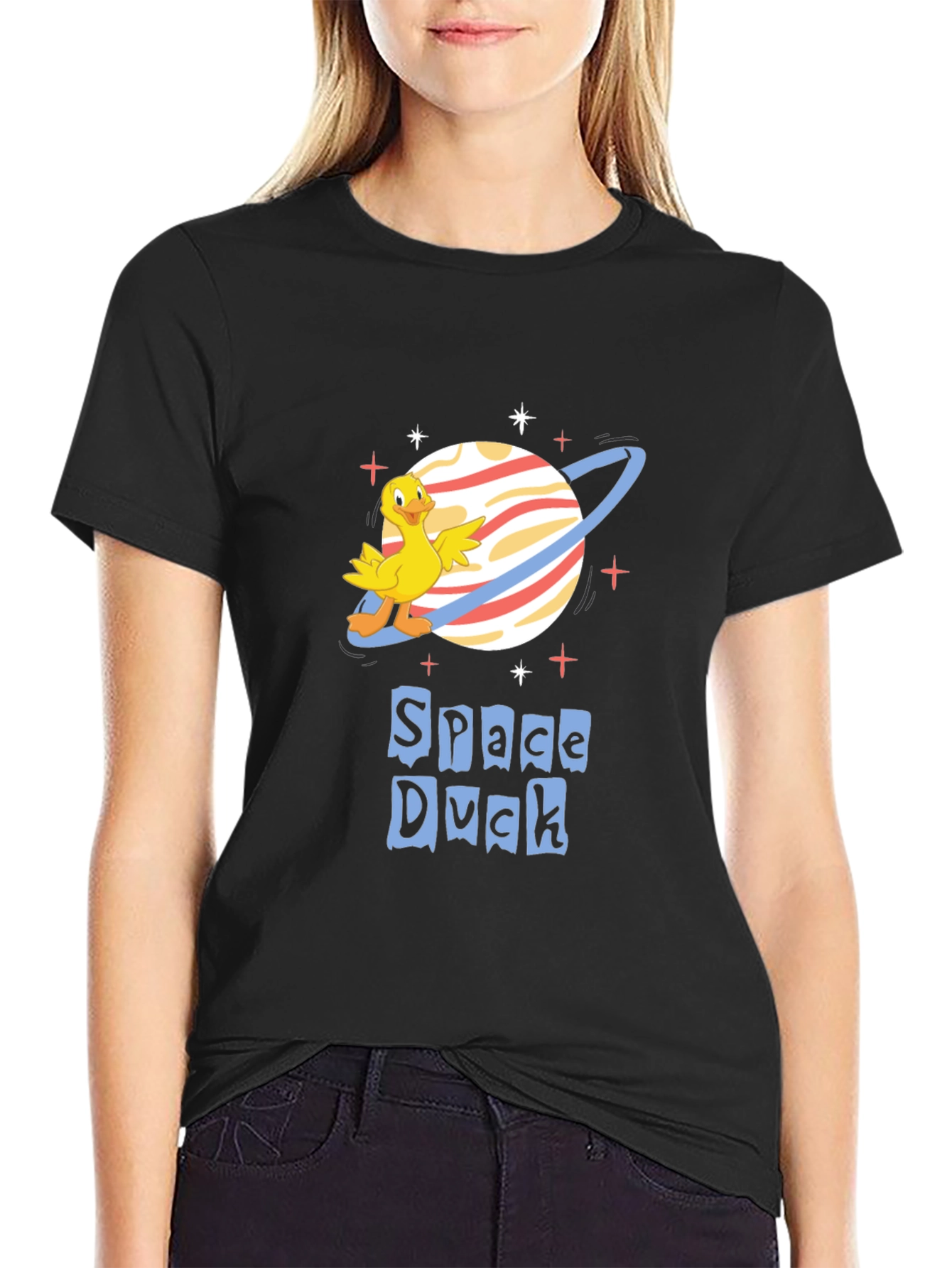 Space Duck Graphic T-Shirt - Quirky Cartoon Tee