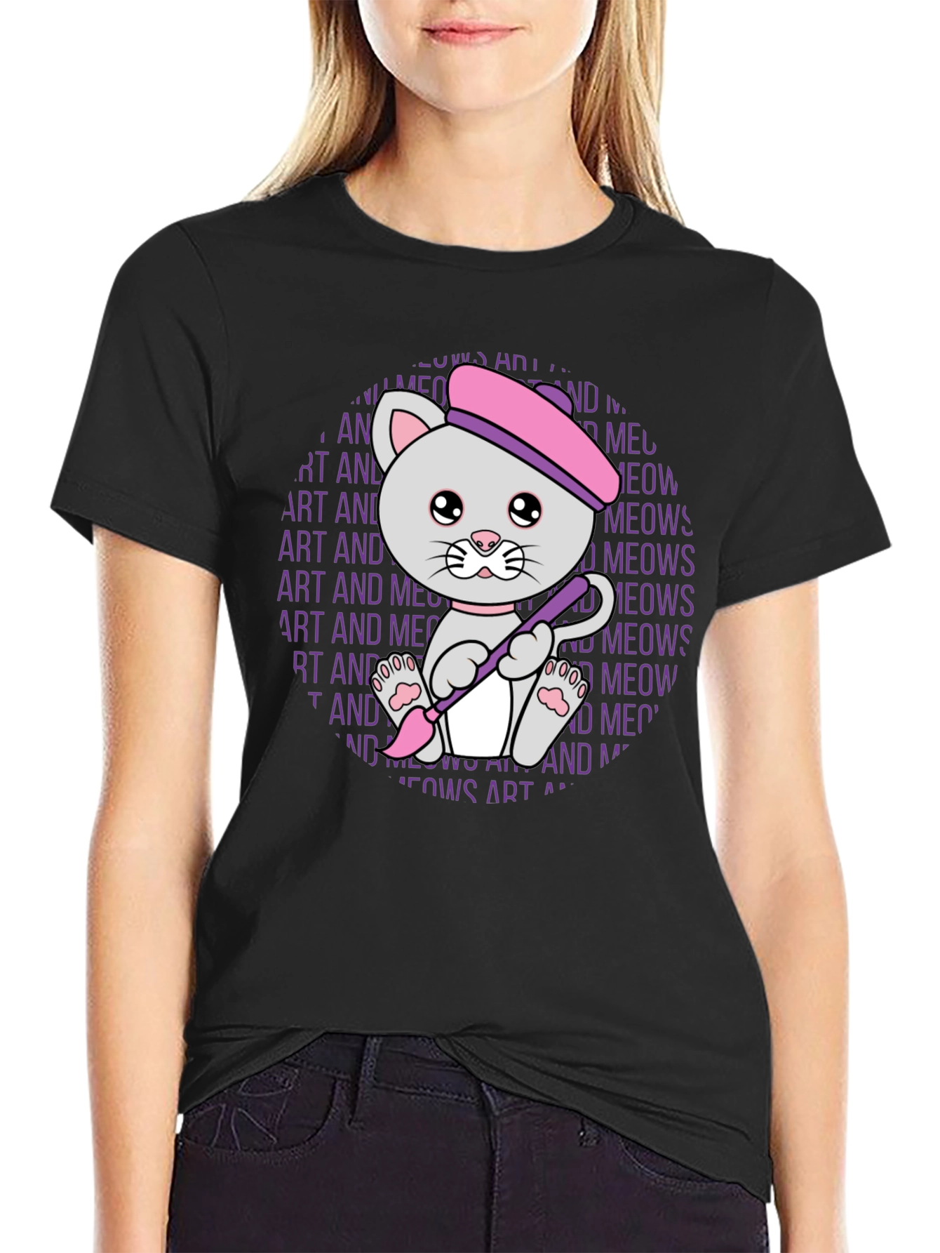 Art Cat T-Shirt - Meows Art