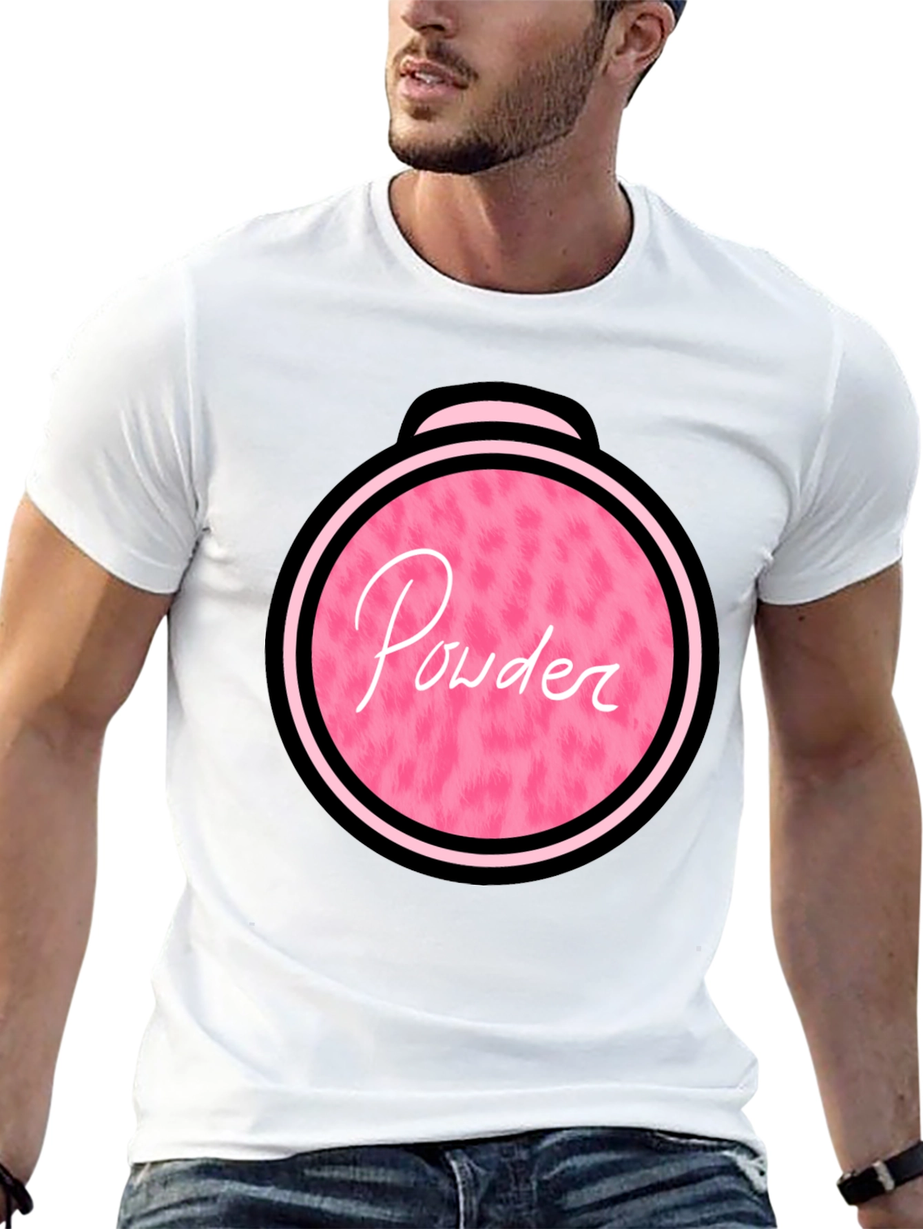 Powder Puff Graphic Tee - Pink & Black