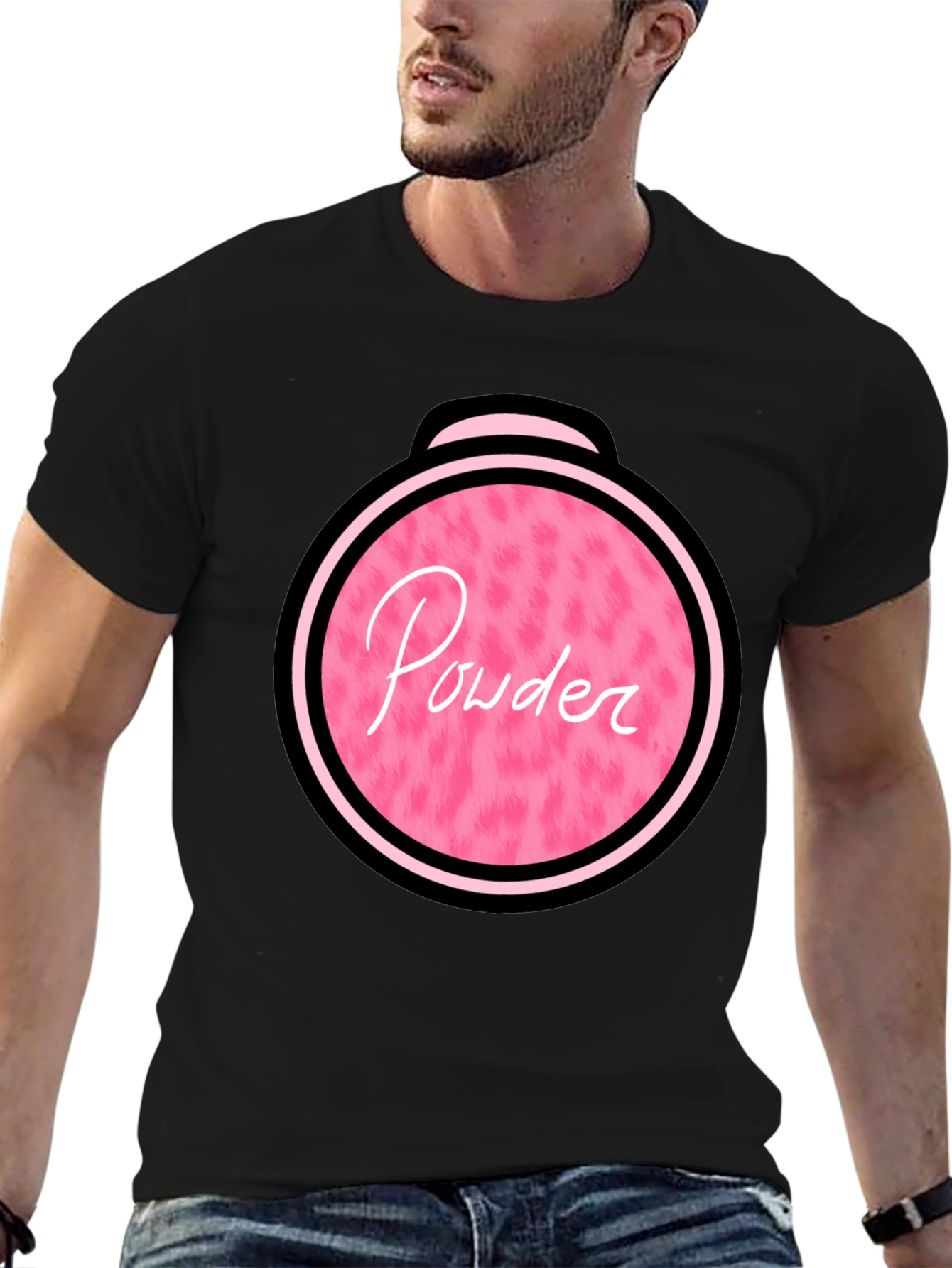 Powder Puff Graphic Tee - Pink & Black