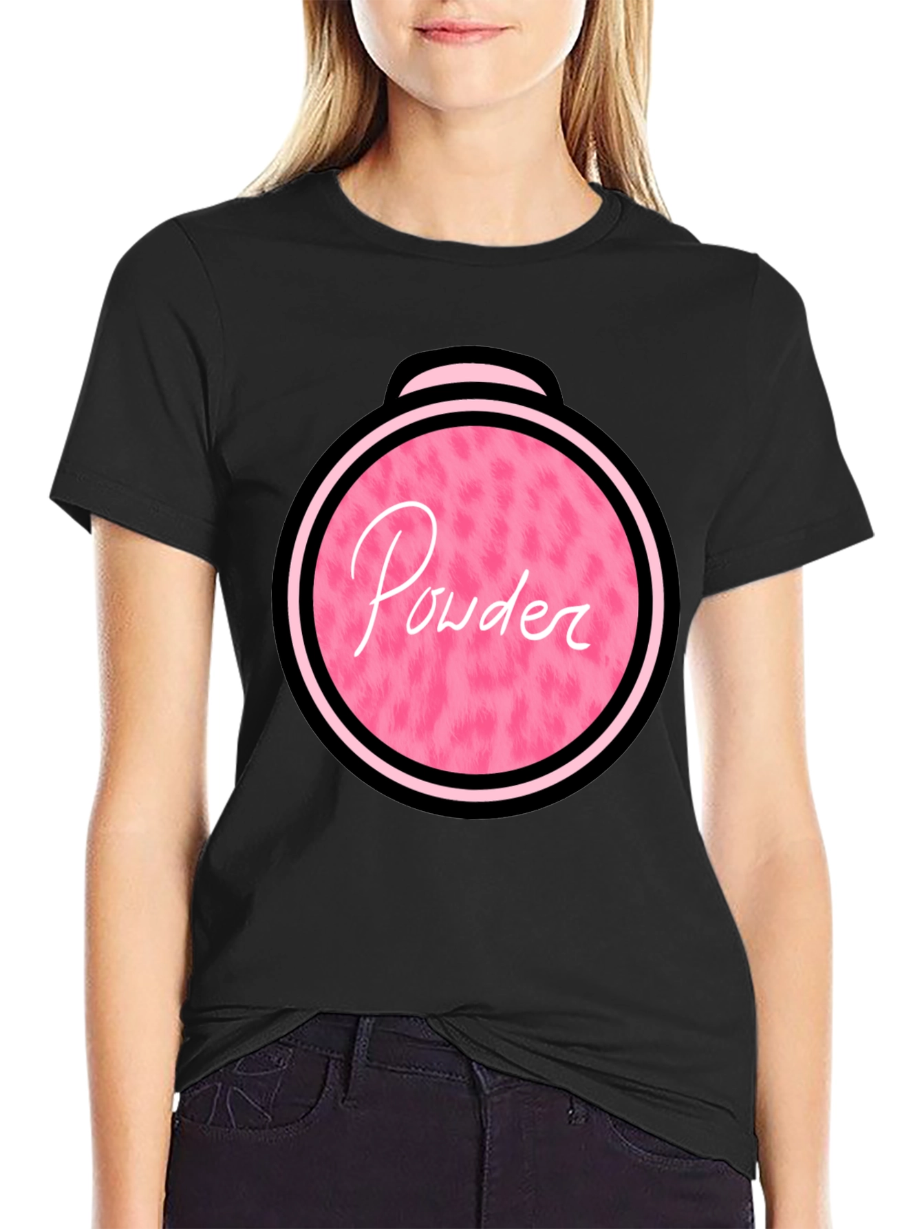 Powder Puff Graphic Tee - Pink & Black