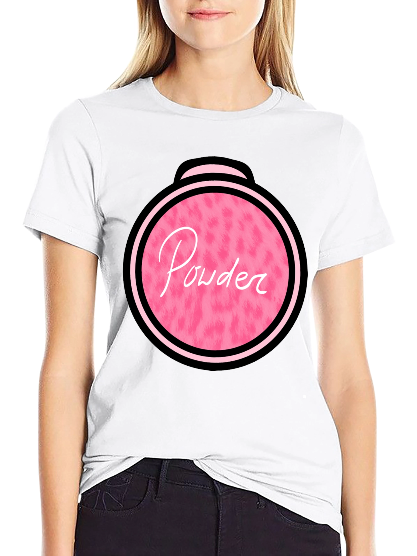 Powder Puff Graphic Tee - Pink & Black
