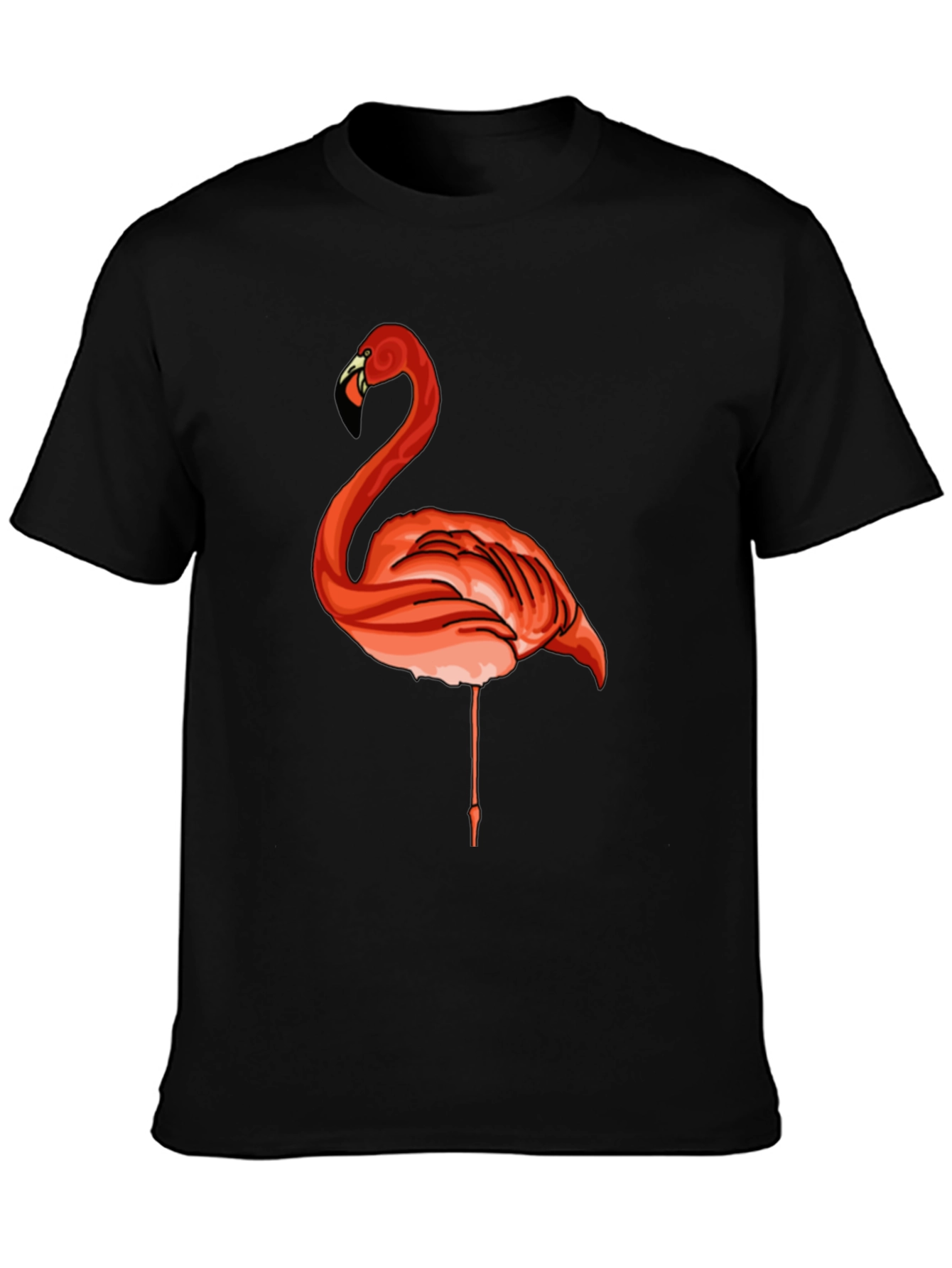 Flamingo Graphic Tee - Casual Black T-Shirt