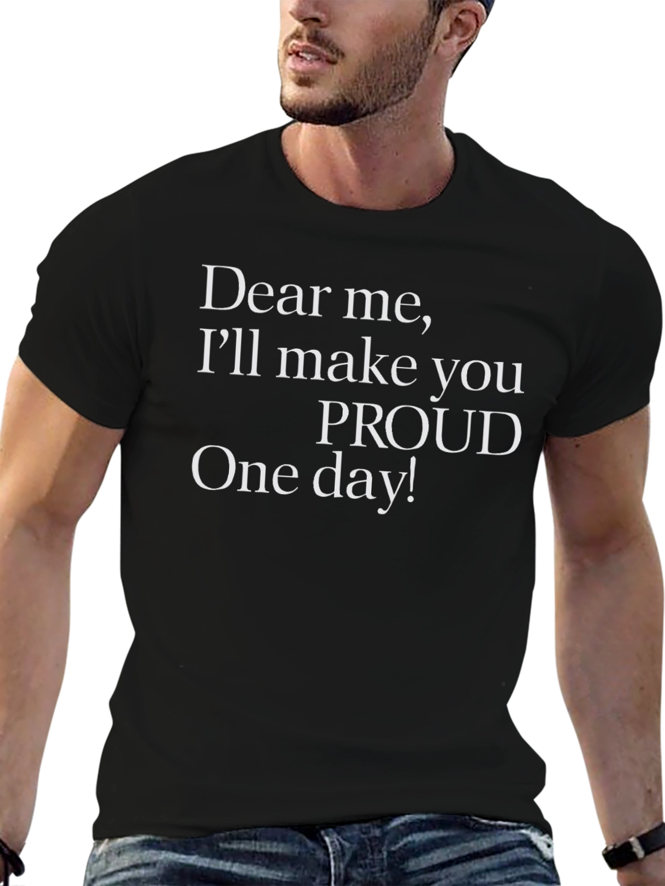 Inspirational Dear Me Graphic Tee - Black Cotton