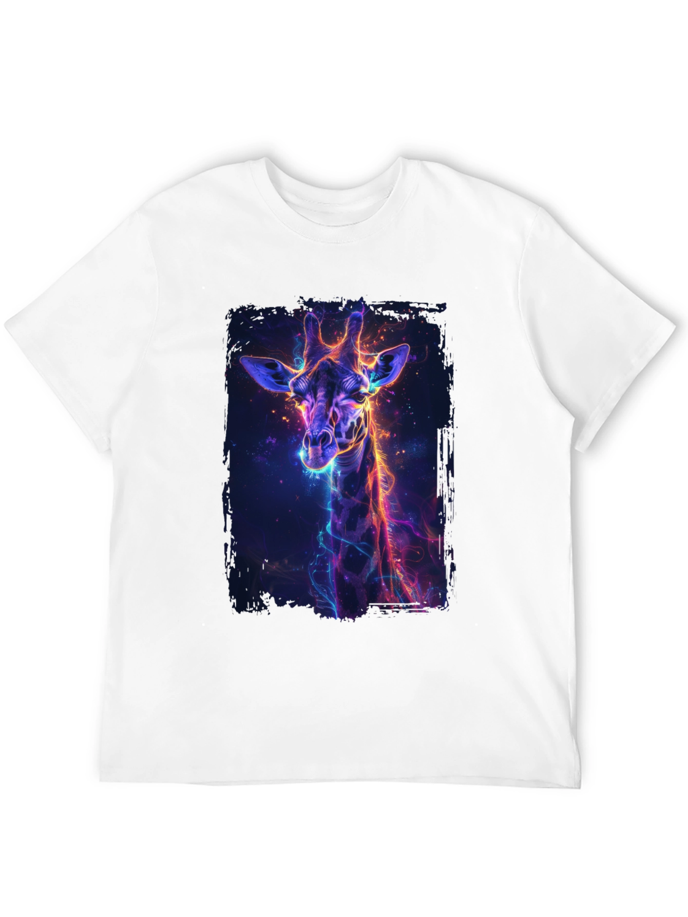 Neon Giraffe Graphic Black T-Shirt