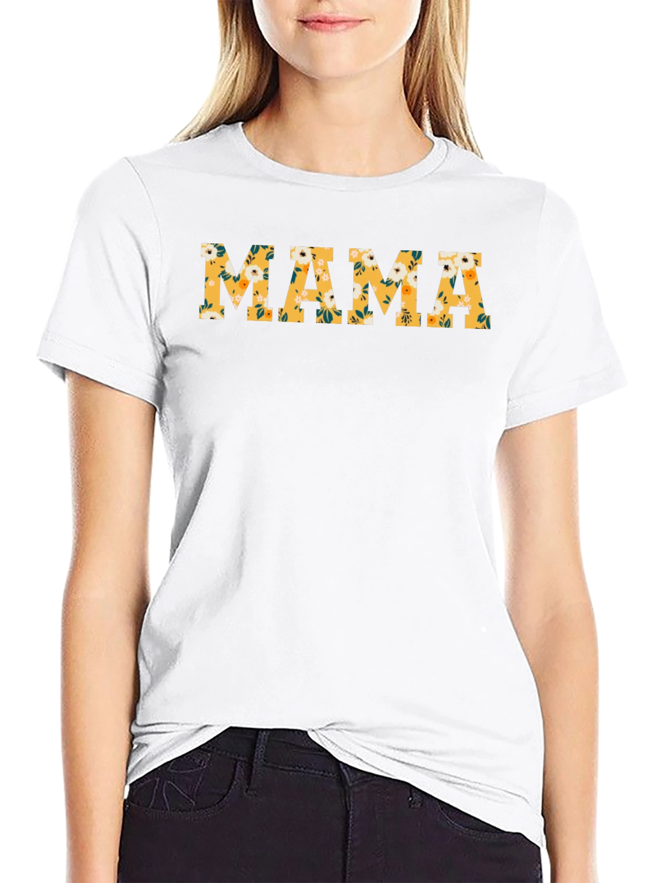 Floral Mama Graphic T-Shirt - Black Cotton Tee