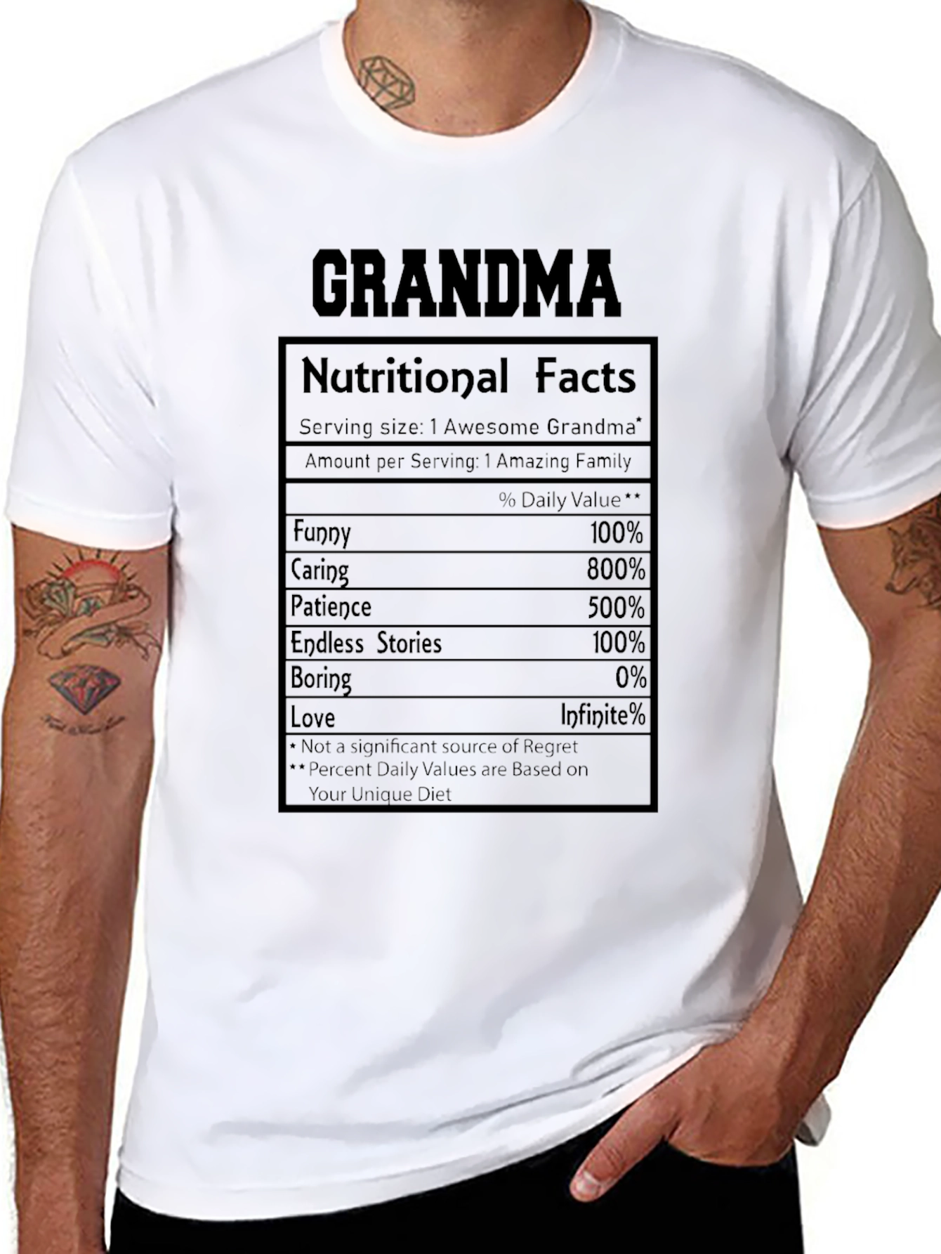 Grandma Nutritional Facts Black T-Shirt