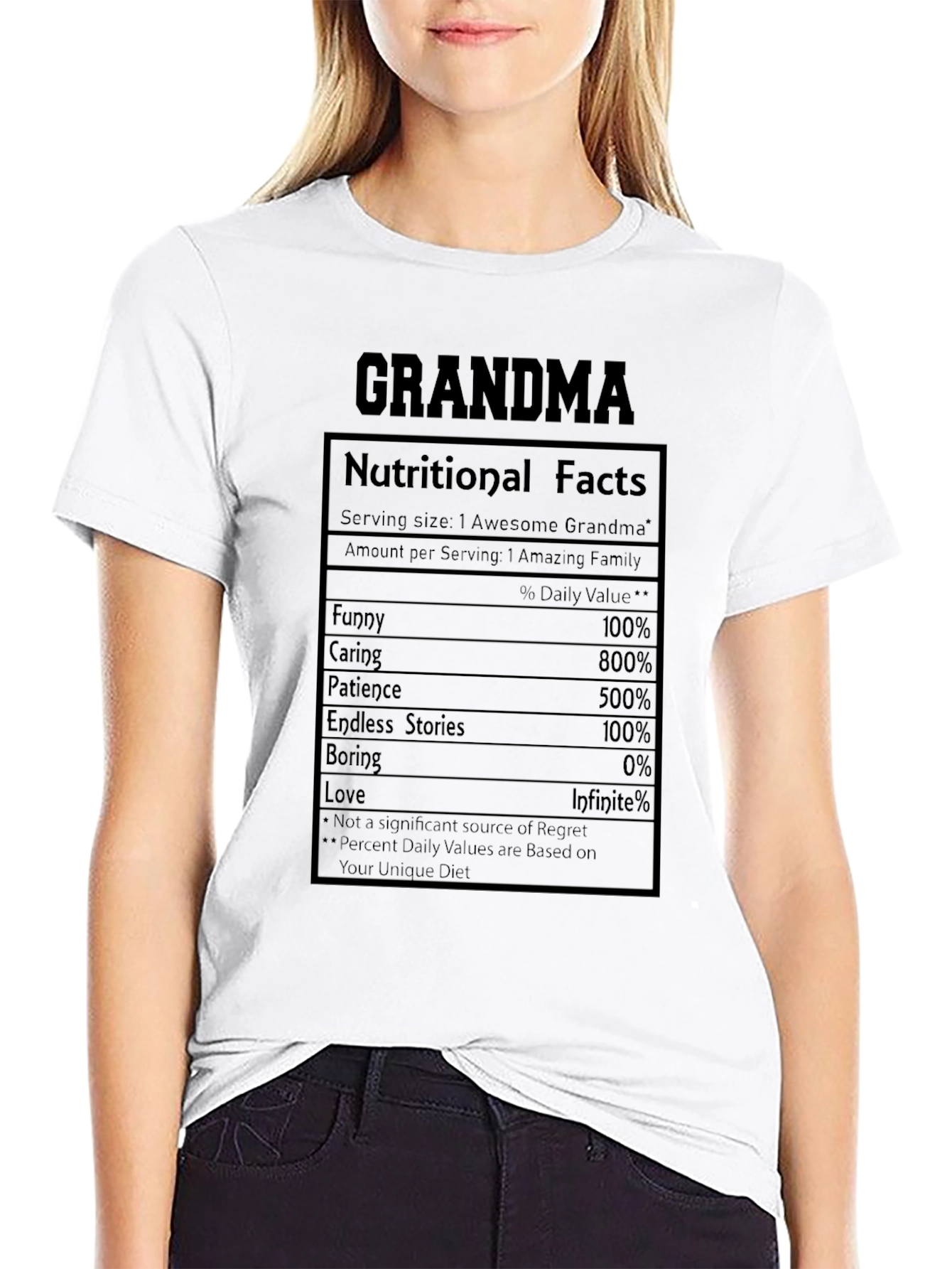 Grandma Nutritional Facts Black T-Shirt