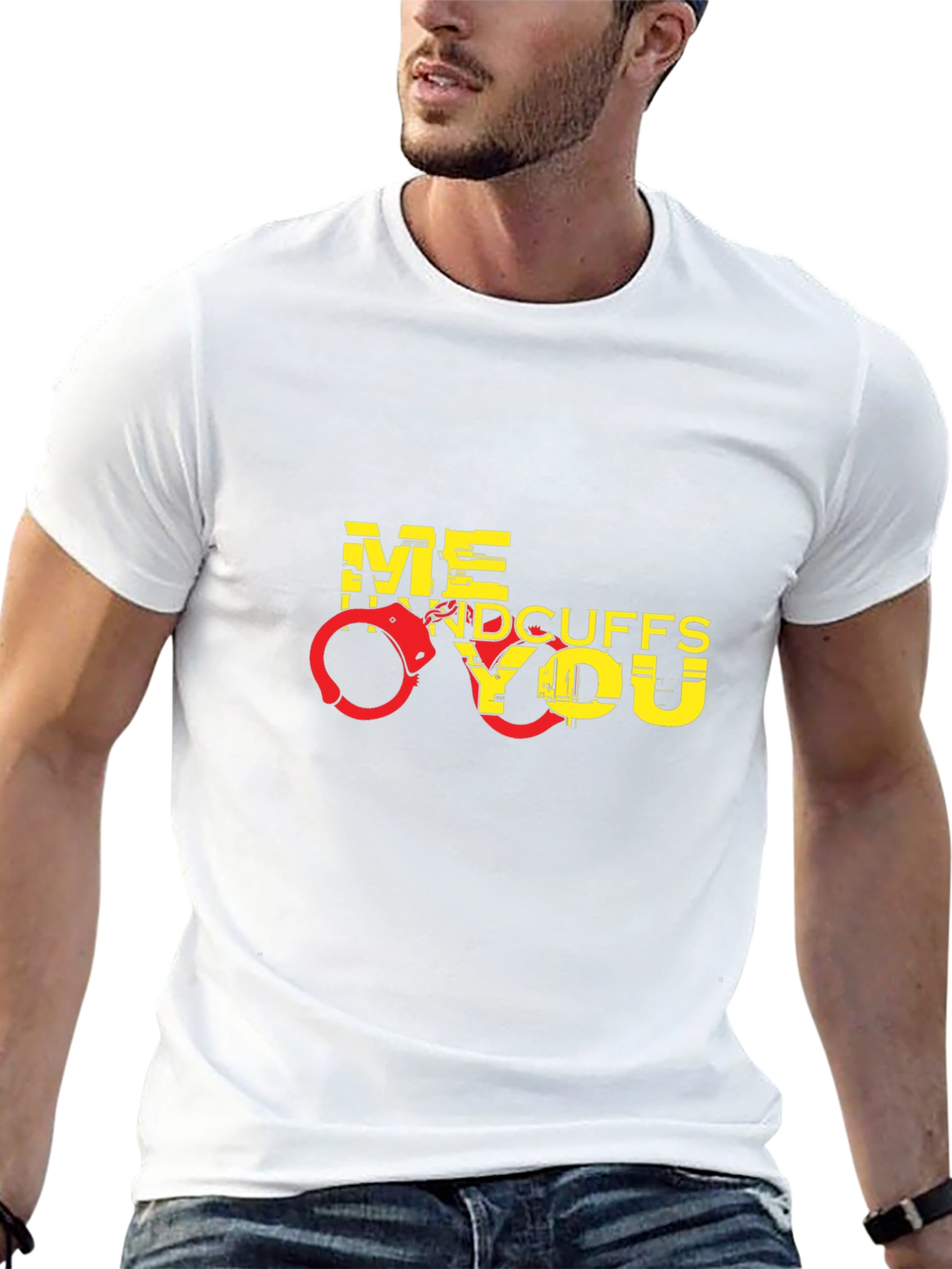 Handcuffs Graphic Mens Black T-Shirt