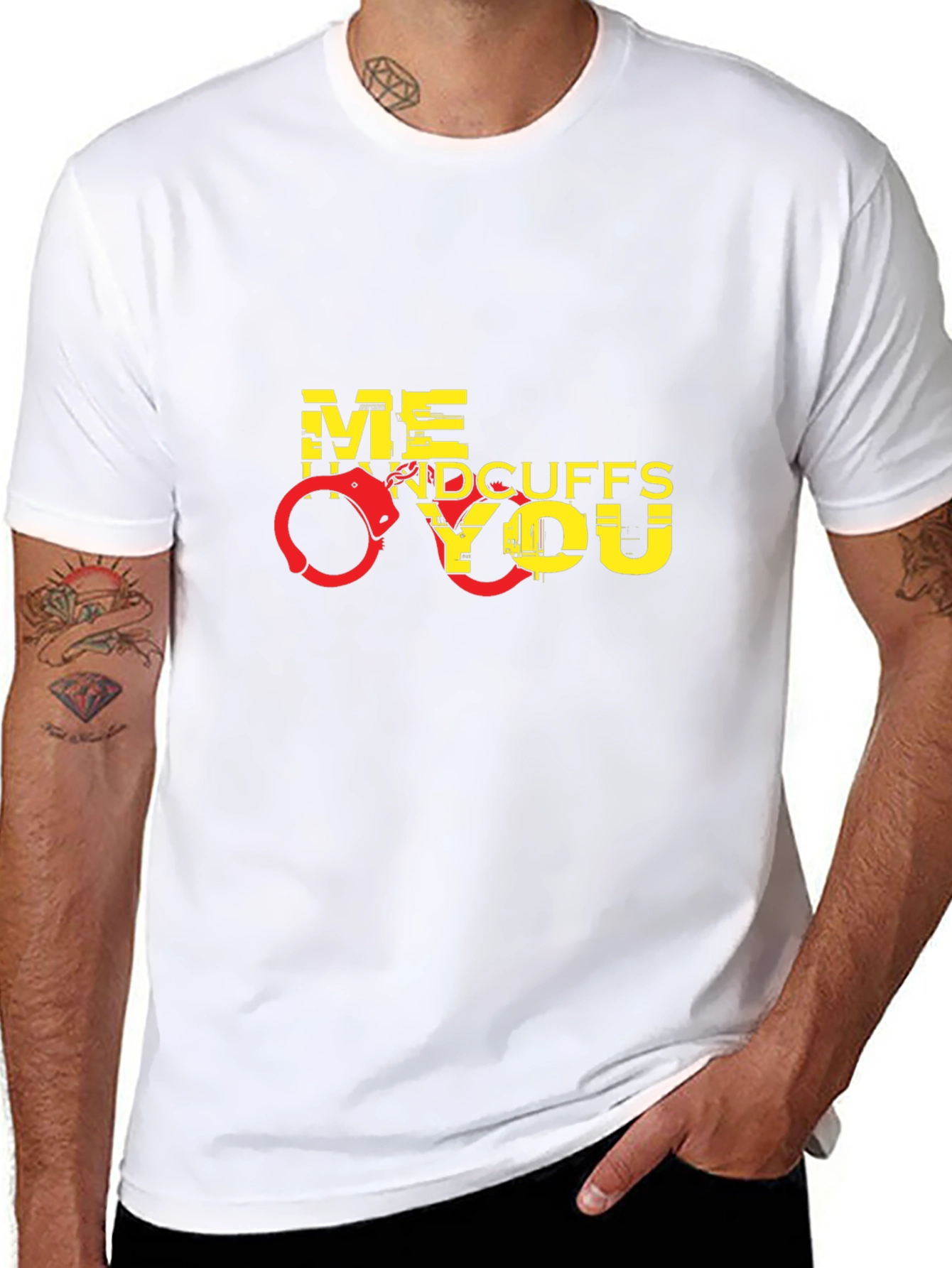Handcuffs Graphic Mens Black T-Shirt