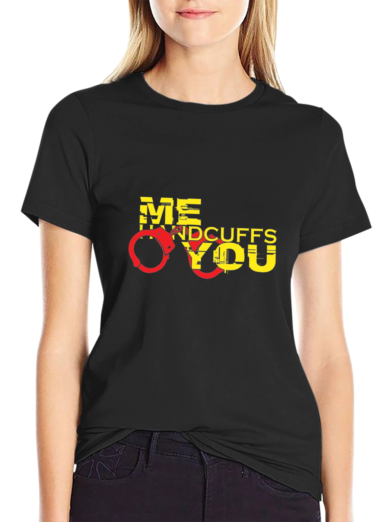 Handcuffs Graphic Mens Black T-Shirt