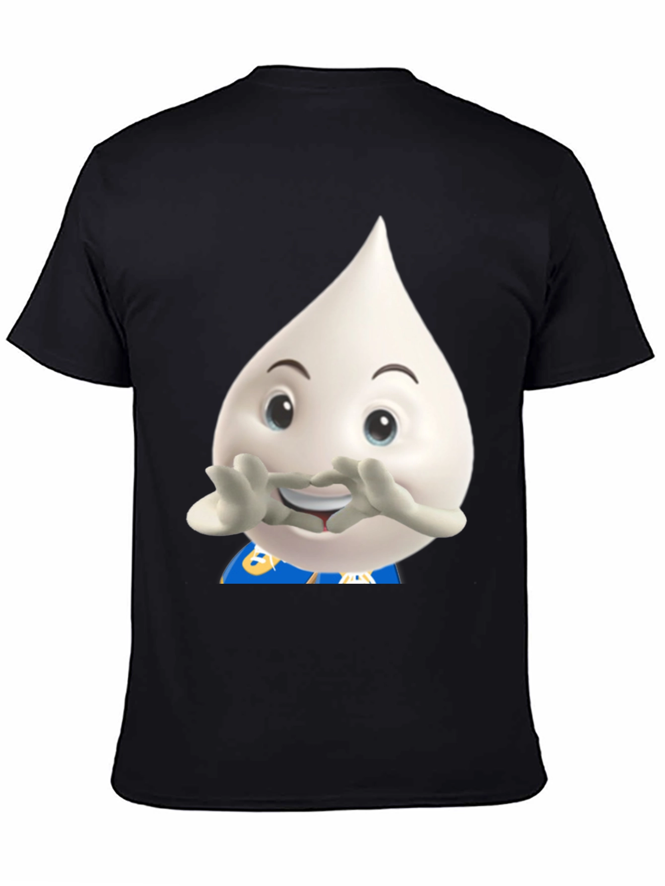 Funny Milk Drop Character Black T-Shirt