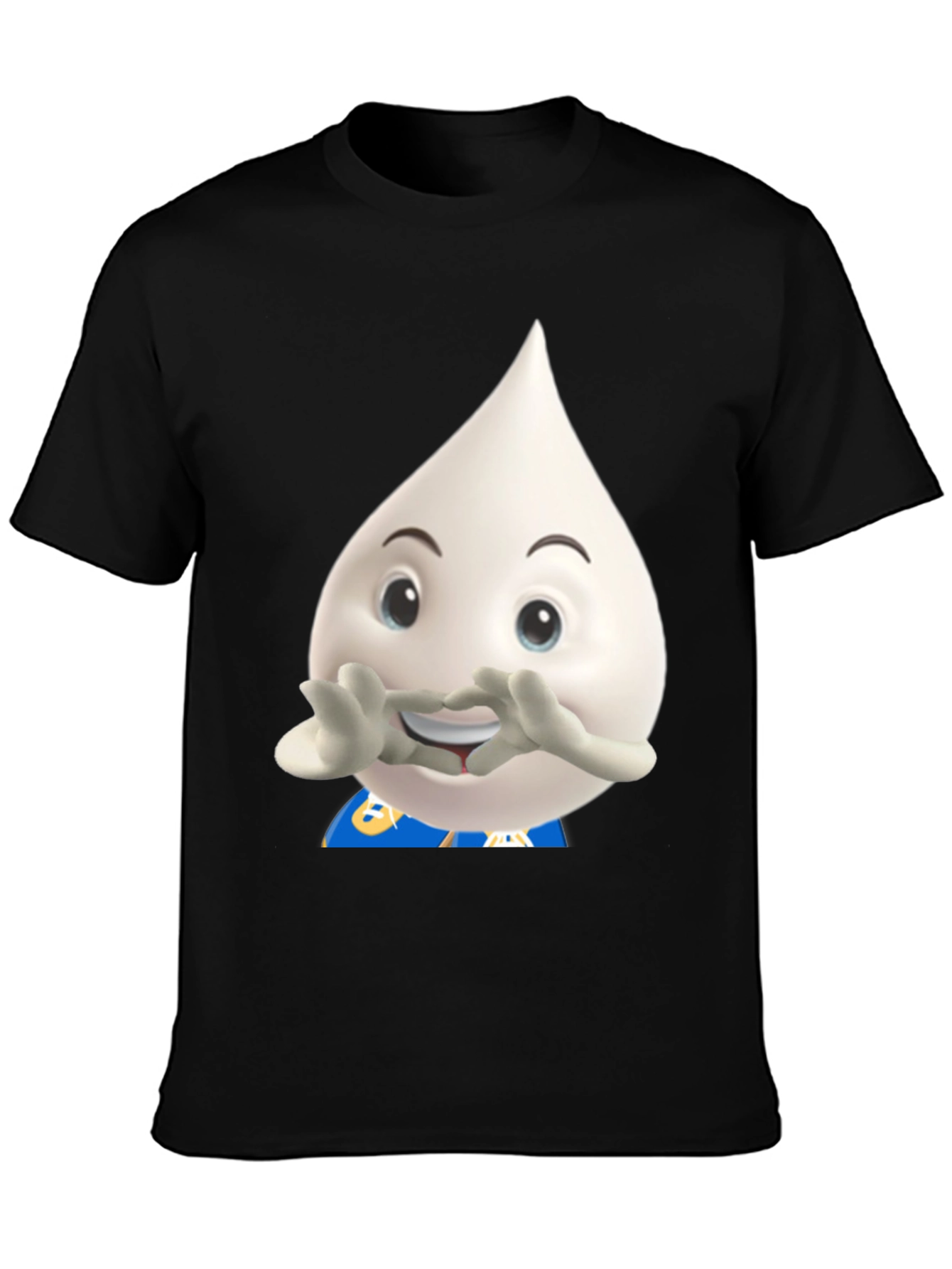Funny Milk Drop Character Black T-Shirt