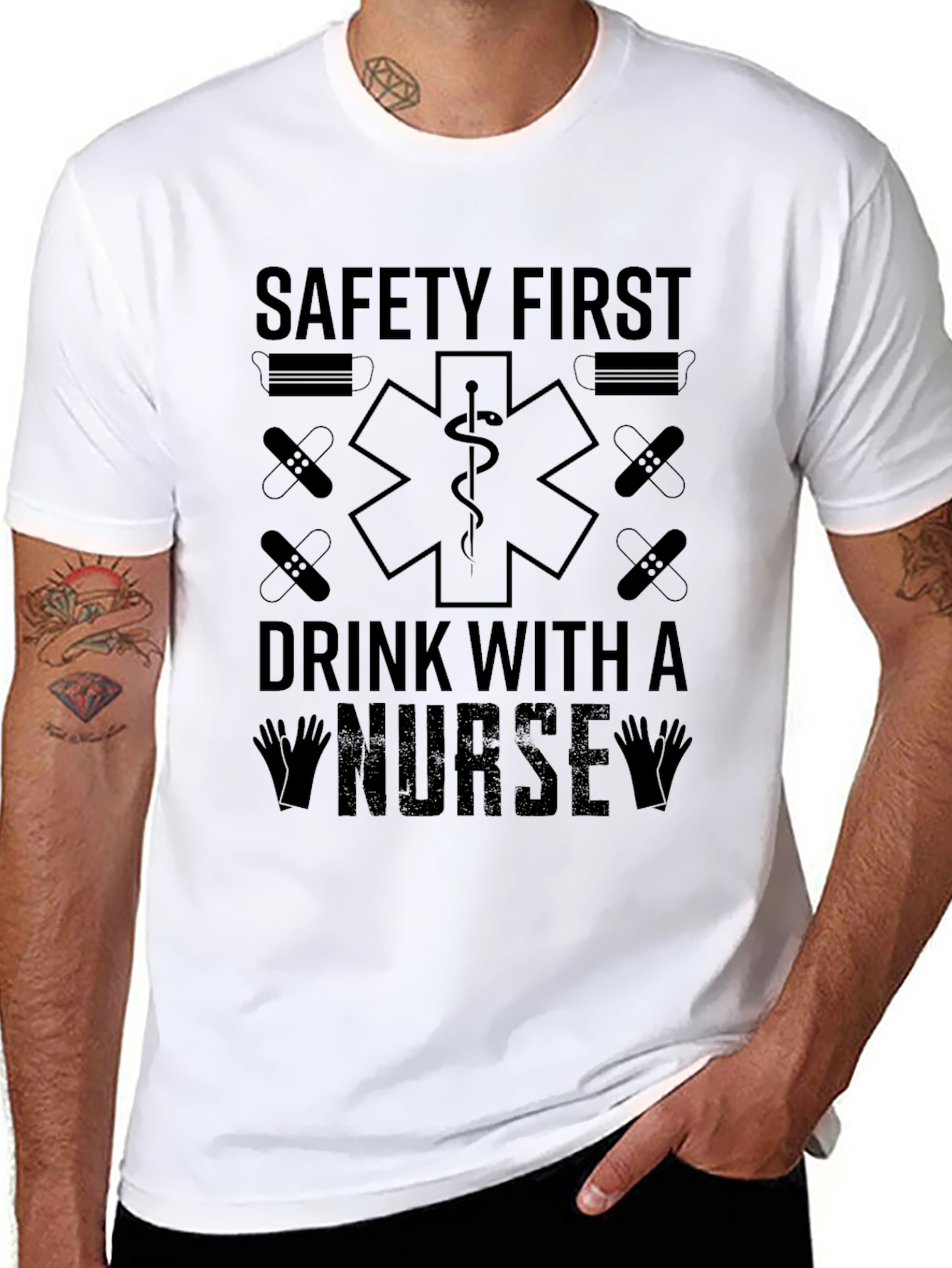 Safety First Drink With A Nurse Graphic Tee
