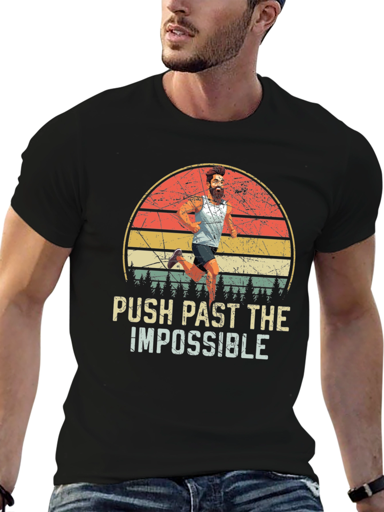 Push Past Impossible Retro Graphic Tee