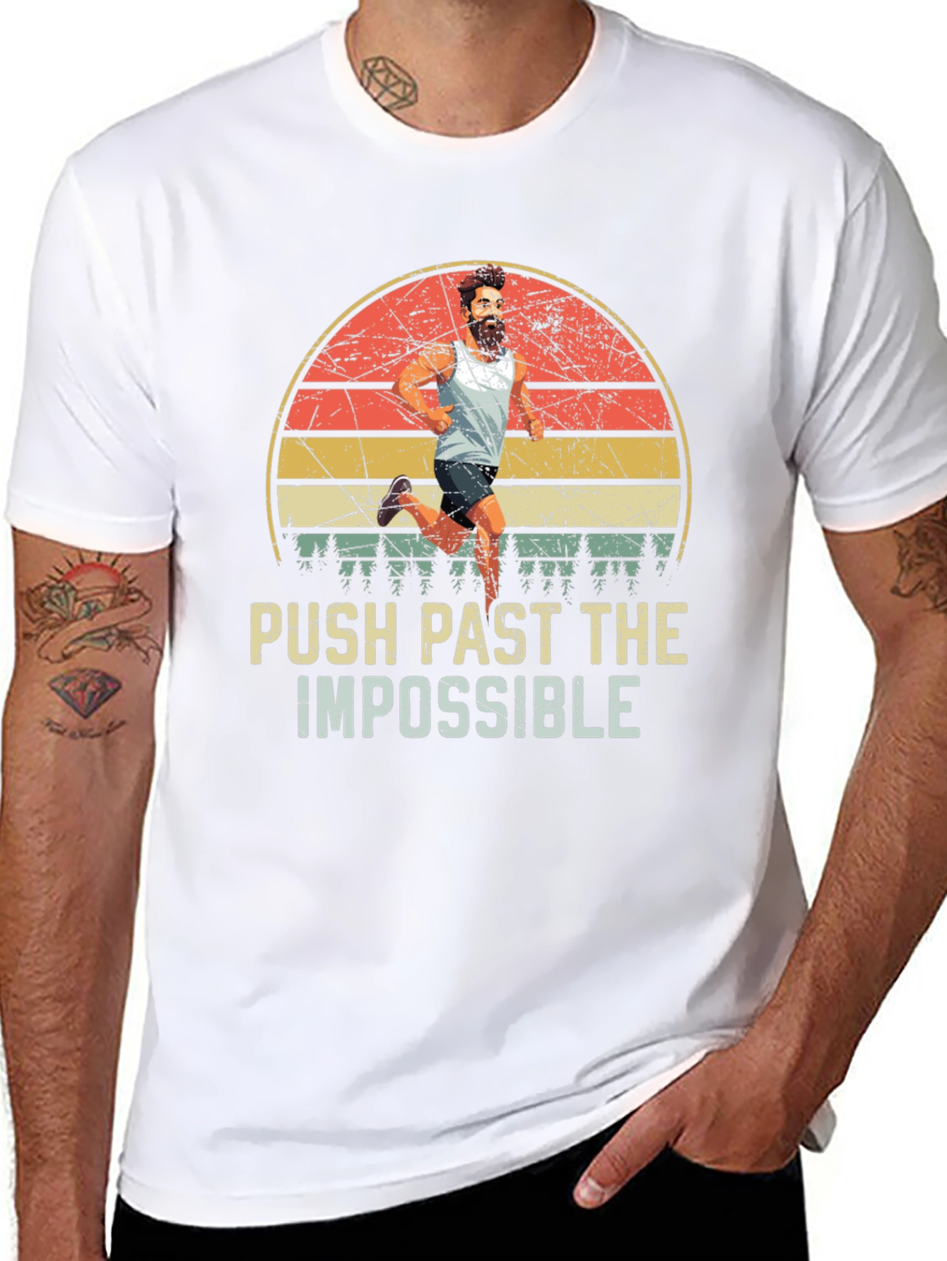 Push Past Impossible Retro Graphic Tee