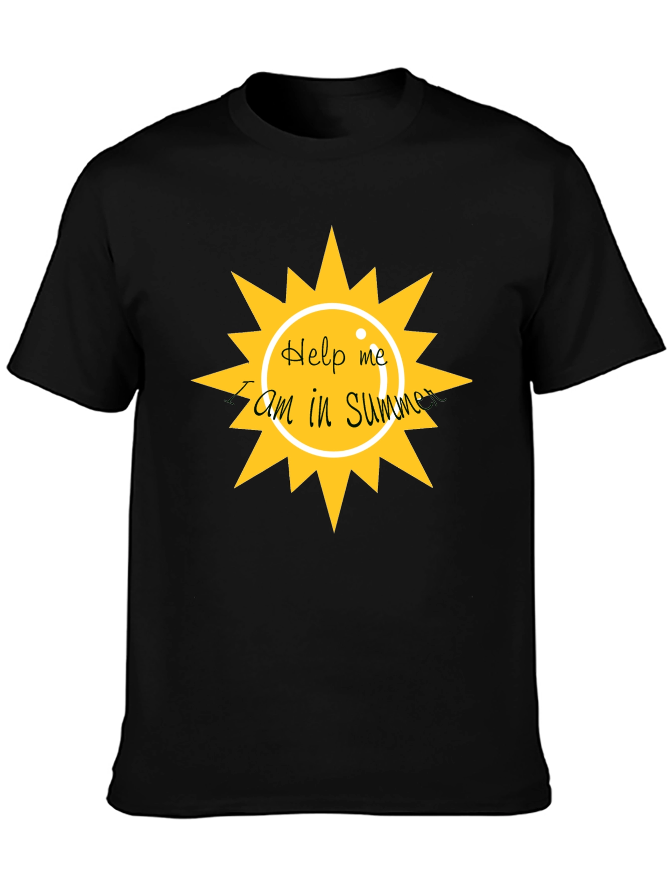 Help Me I am In Summer Black Graphic Tee