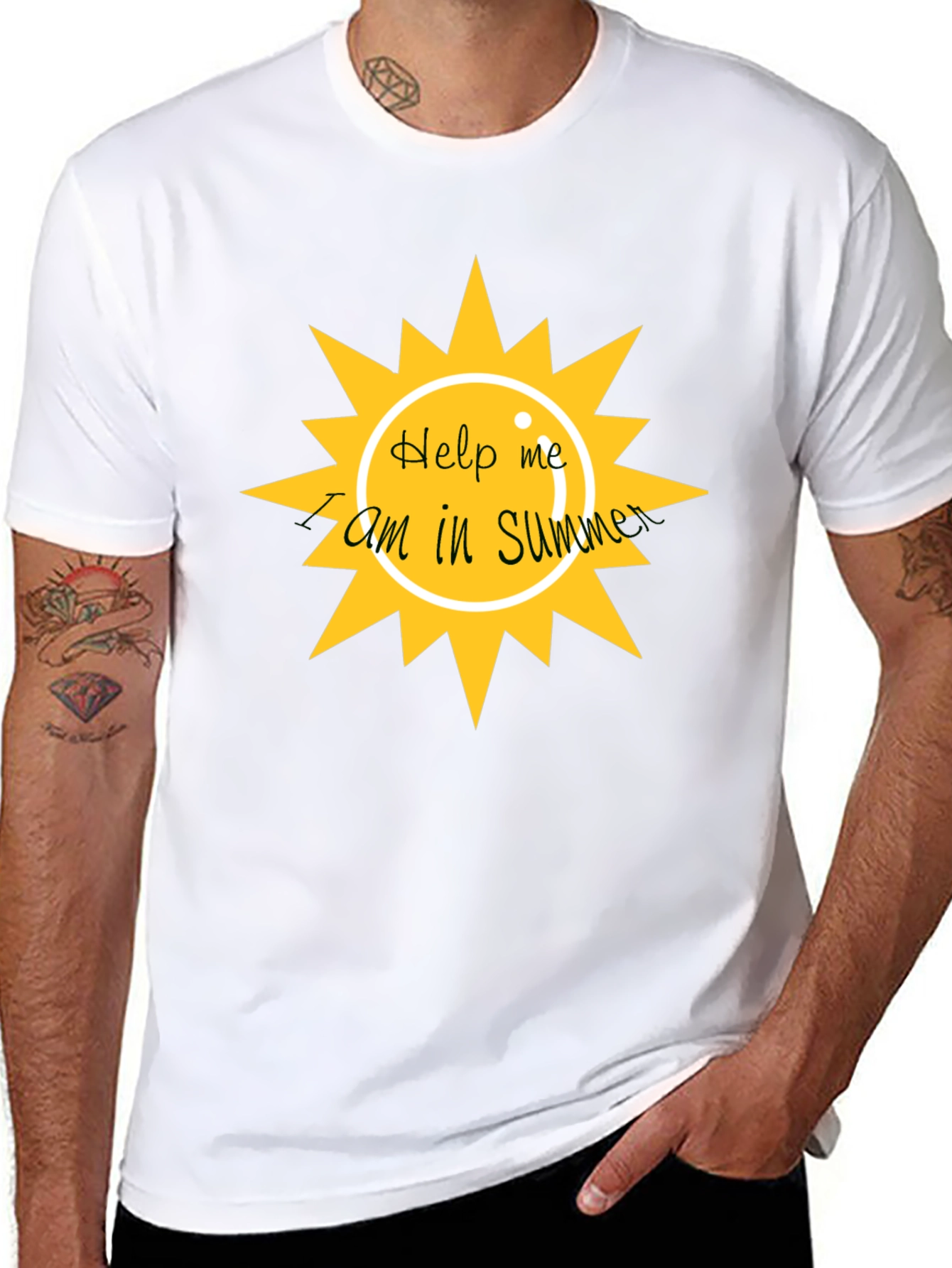 Help Me I am In Summer Black Graphic Tee