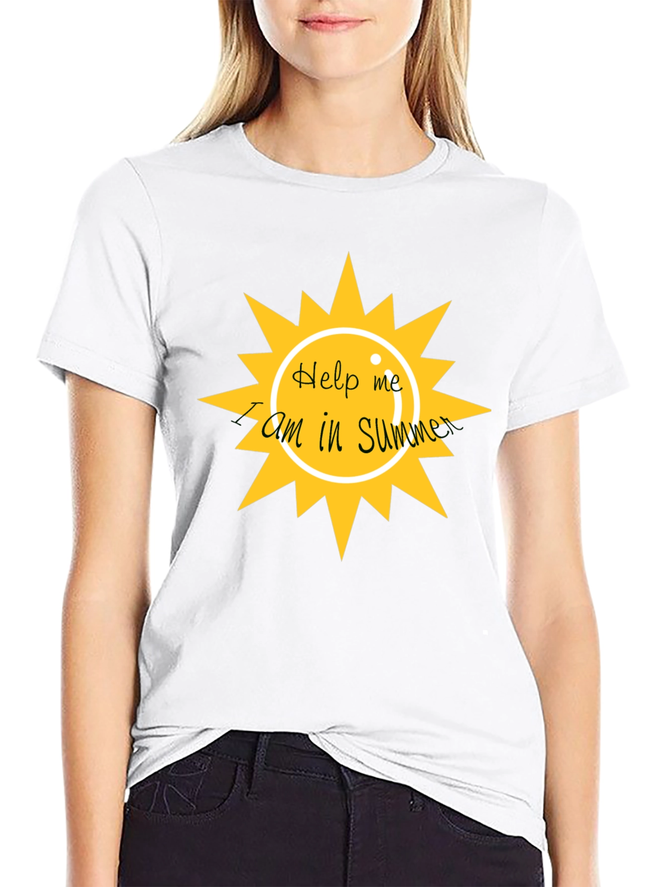 Help Me I am In Summer Black Graphic Tee