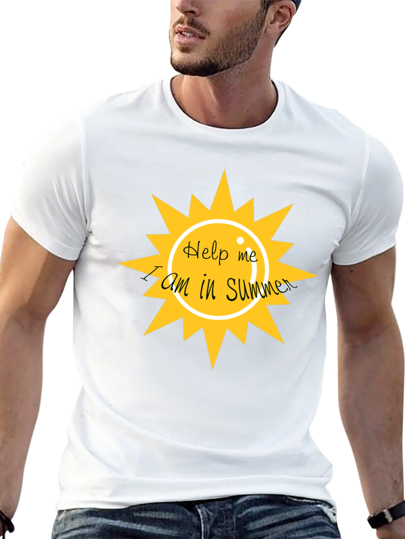 Help Me I am In Summer Black Graphic Tee
