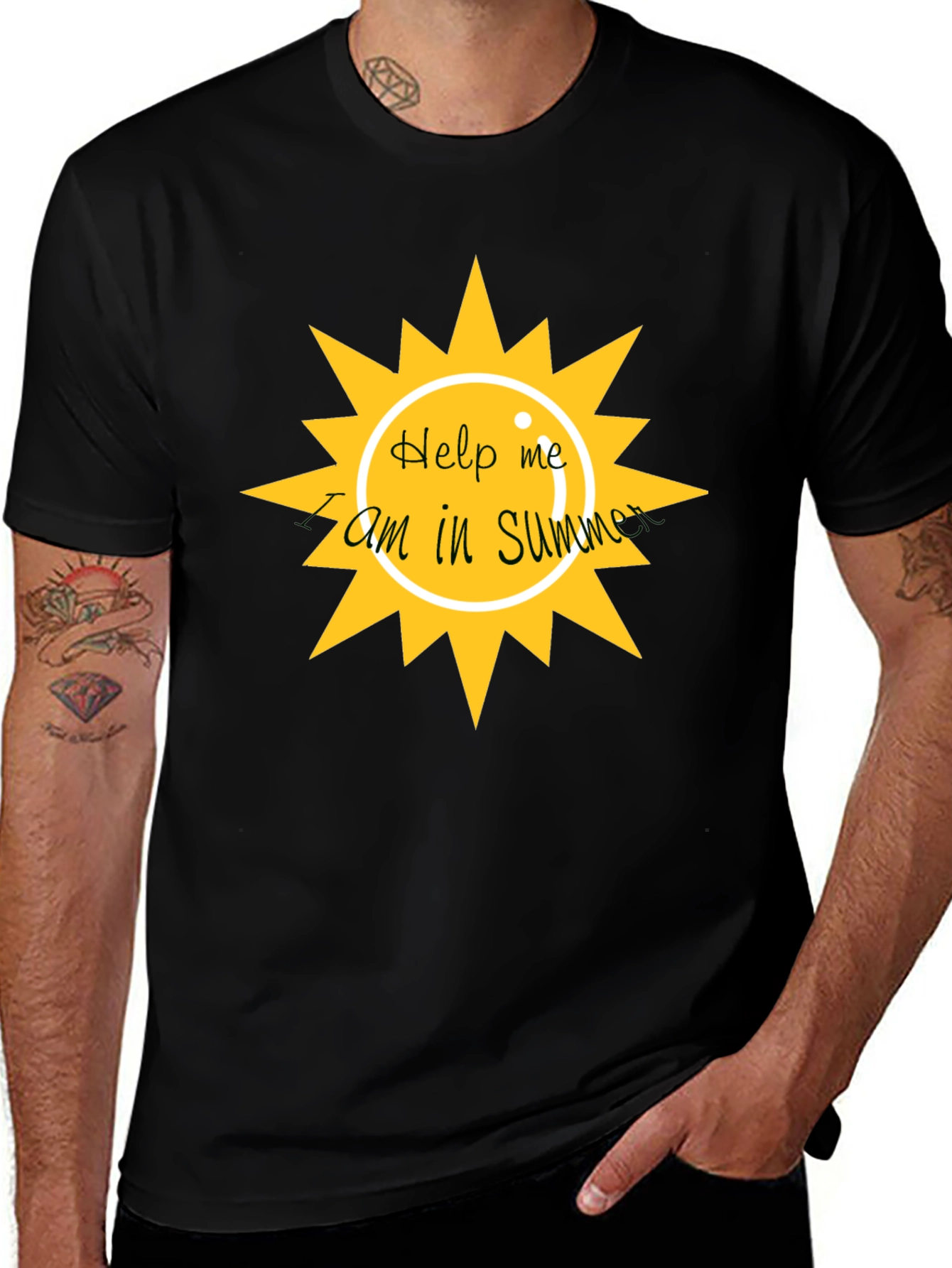 Help Me I am In Summer Black Graphic Tee