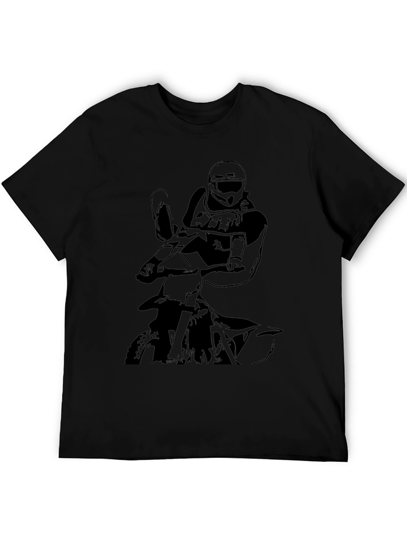 Black Motocross Rider Graphic T-Shirt
