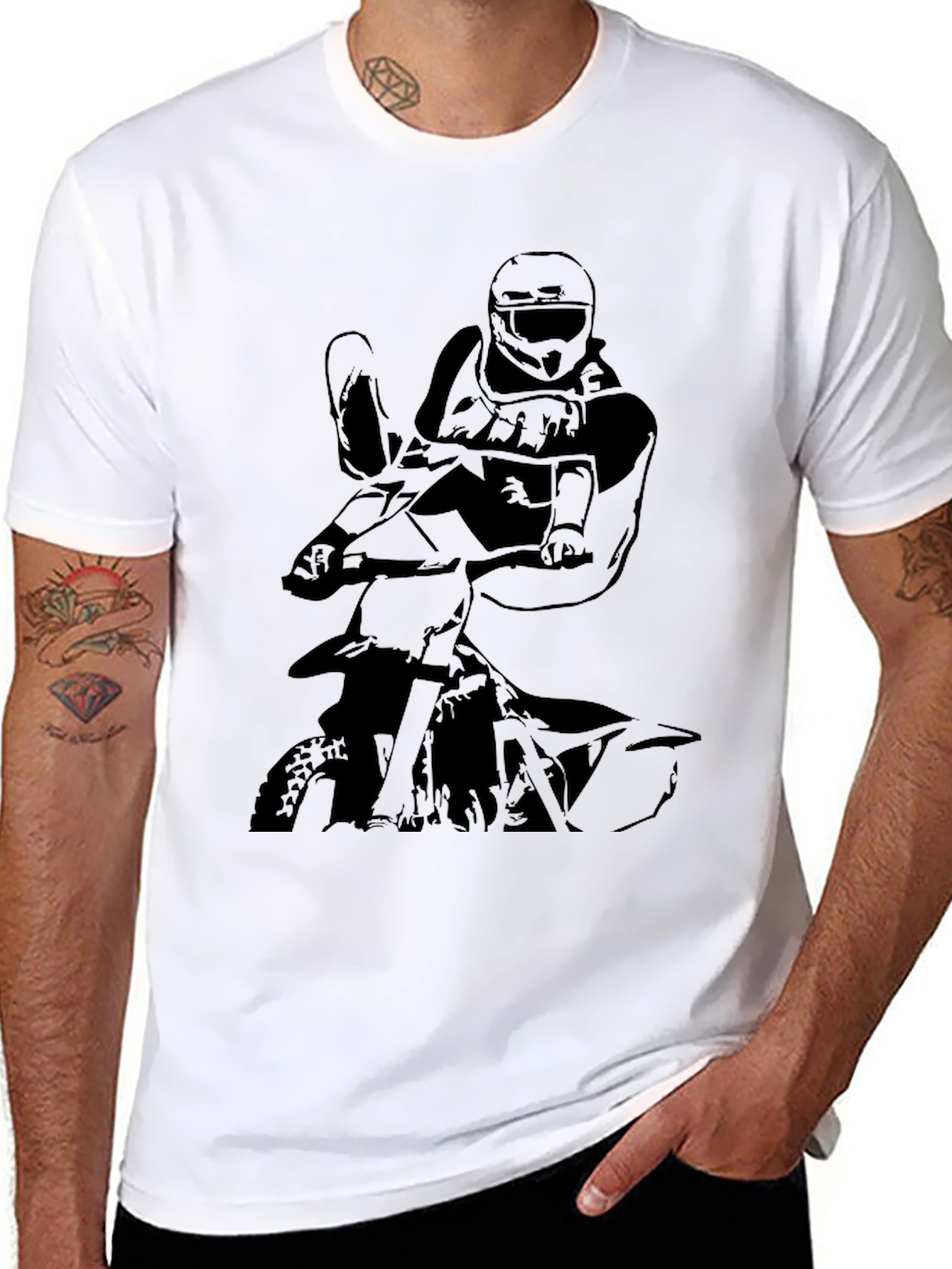 Black Motocross Rider Graphic T-Shirt