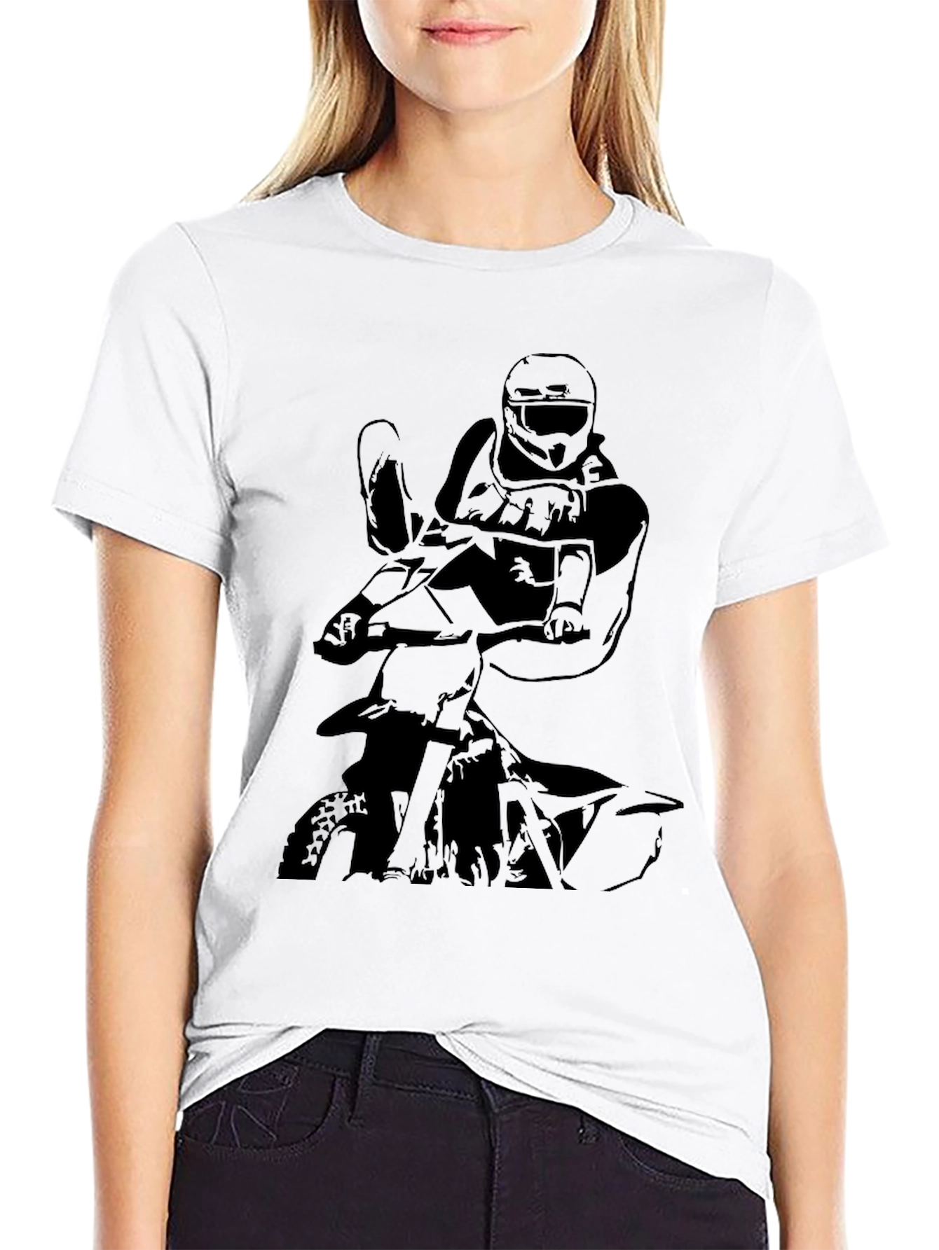 Black Motocross Rider Graphic T-Shirt