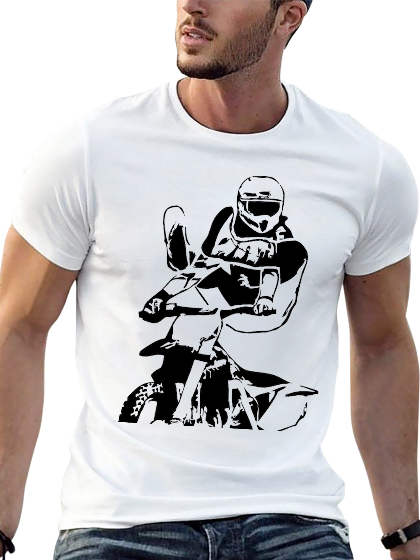 Black Motocross Rider Graphic T-Shirt