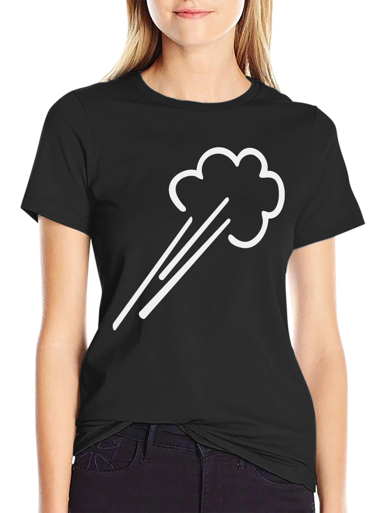 Funny Fart Cloud Graphic T-Shirt - Black Cotton Blend
