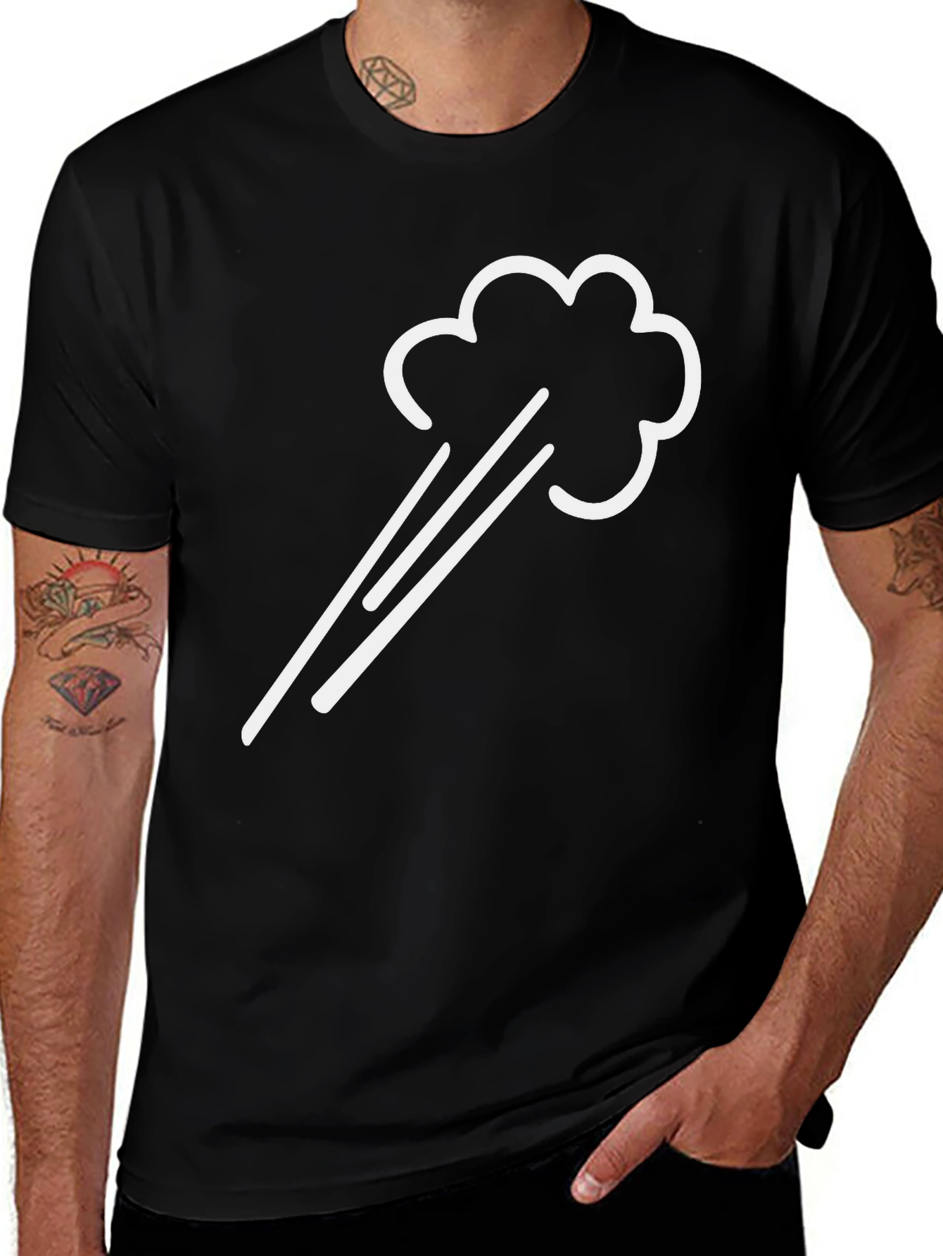Funny Fart Cloud Graphic T-Shirt - Black Cotton Blend