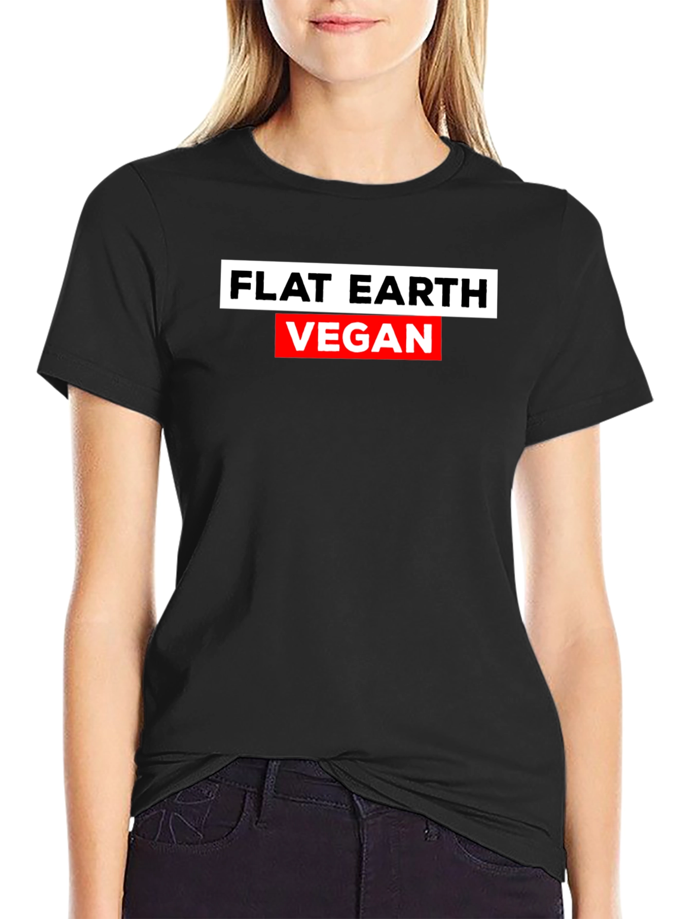Flat Earth Vegan T-Shirt - Humorous Statement Tee