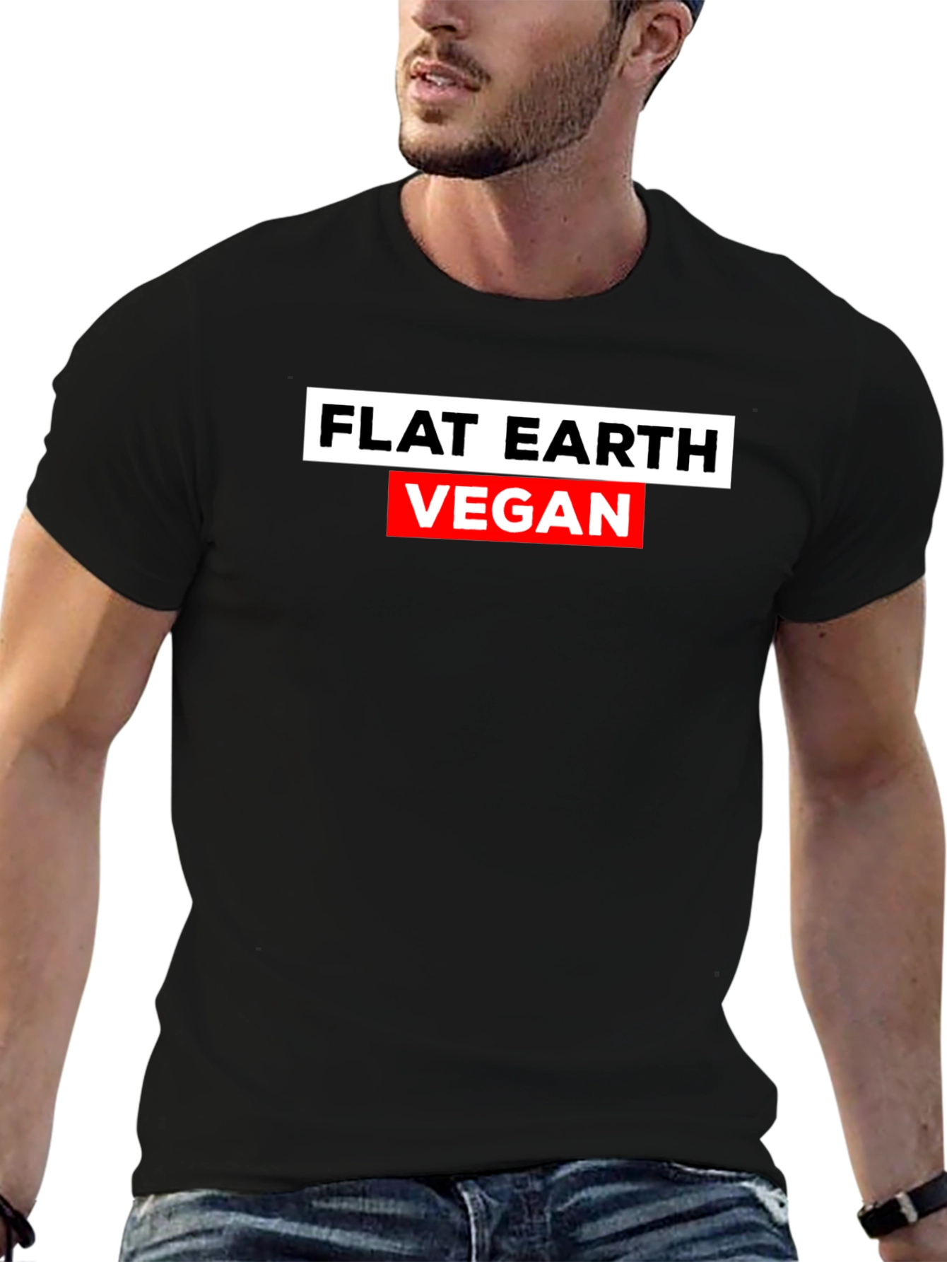 Flat Earth Vegan T-Shirt - Humorous Statement Tee