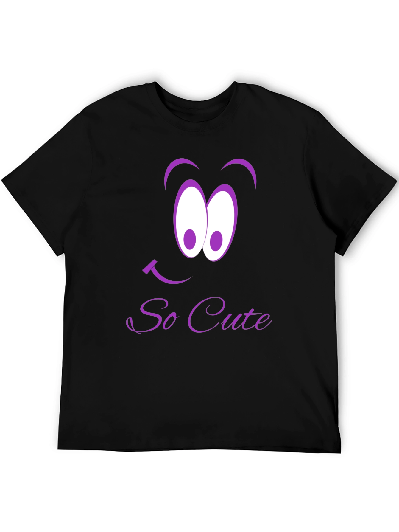 So Cute Cartoon Graphic Tee - Black