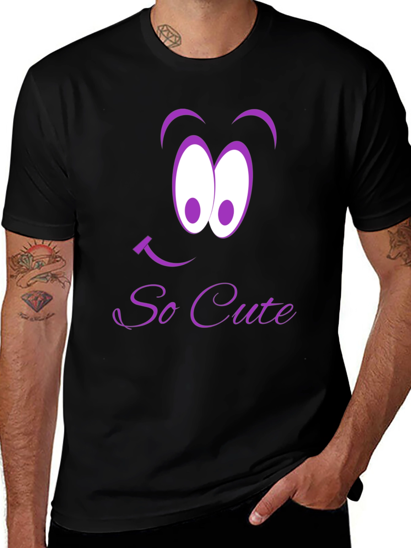 So Cute Cartoon Graphic Tee - Black